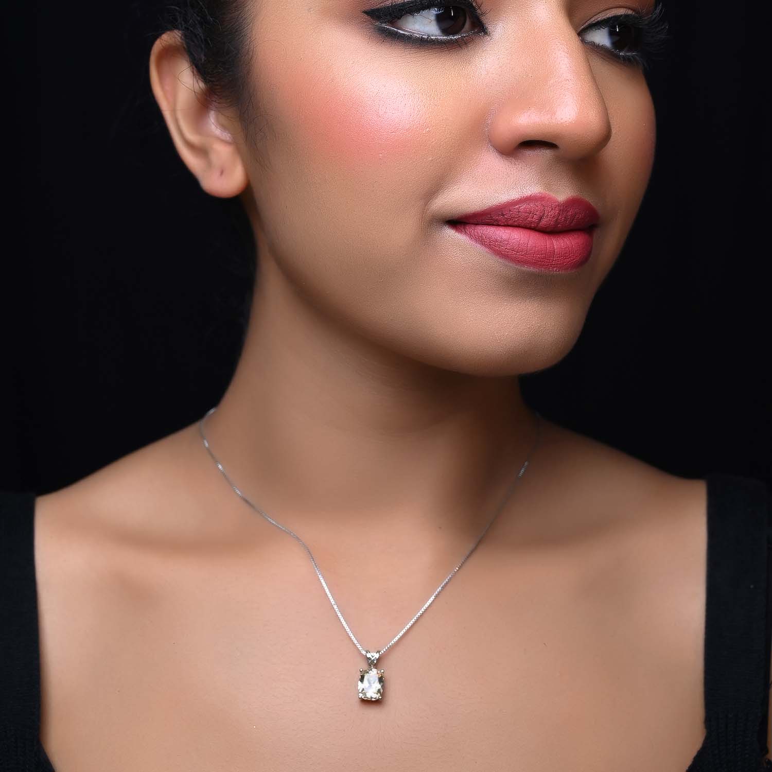 Margo Citrine Semiprecious Pendant With Silver Chain - qivii