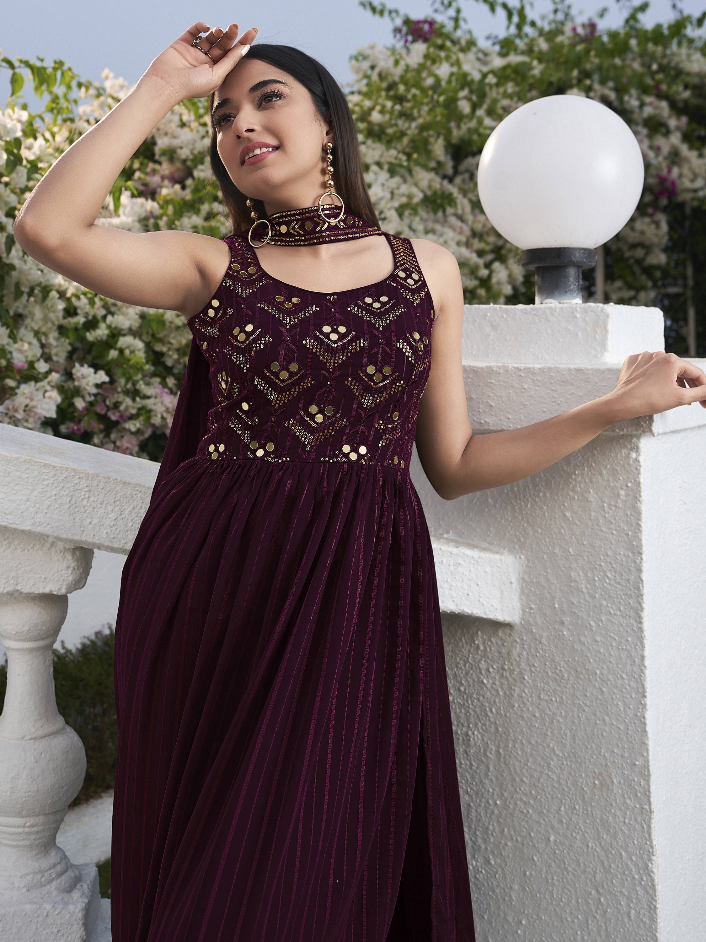 Exquisite sequin work and thread embroidery capturing attention at special events