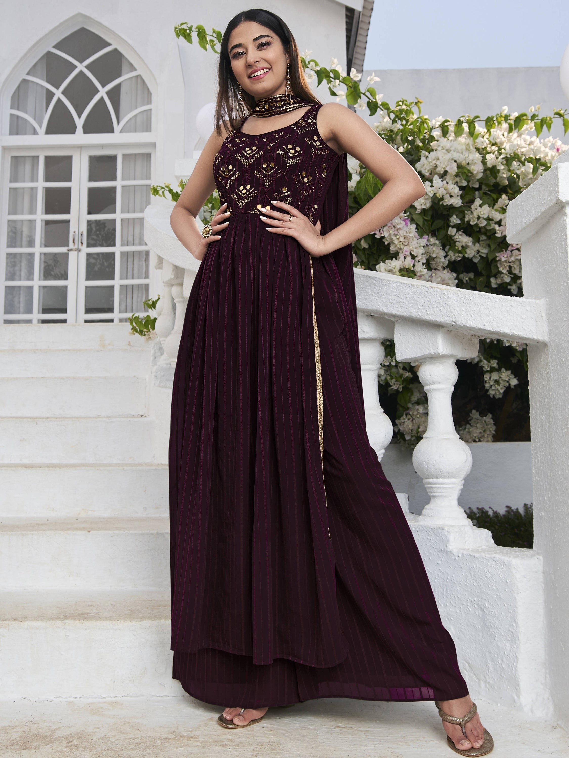 Fully-stitched palazzo suit fitting perfectly up to 42 inches for instant confidence