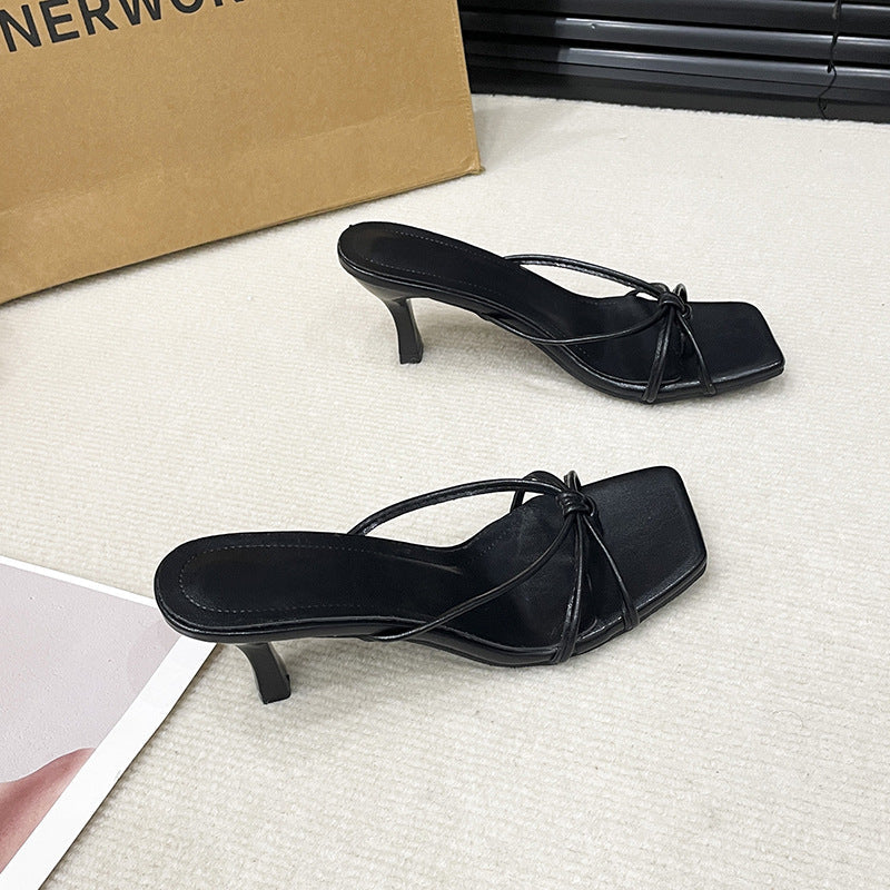 Women’s Colette Thong Heeled Slides – French-Style Strappy Toe-Post Stiletto Sandals (US4–10)