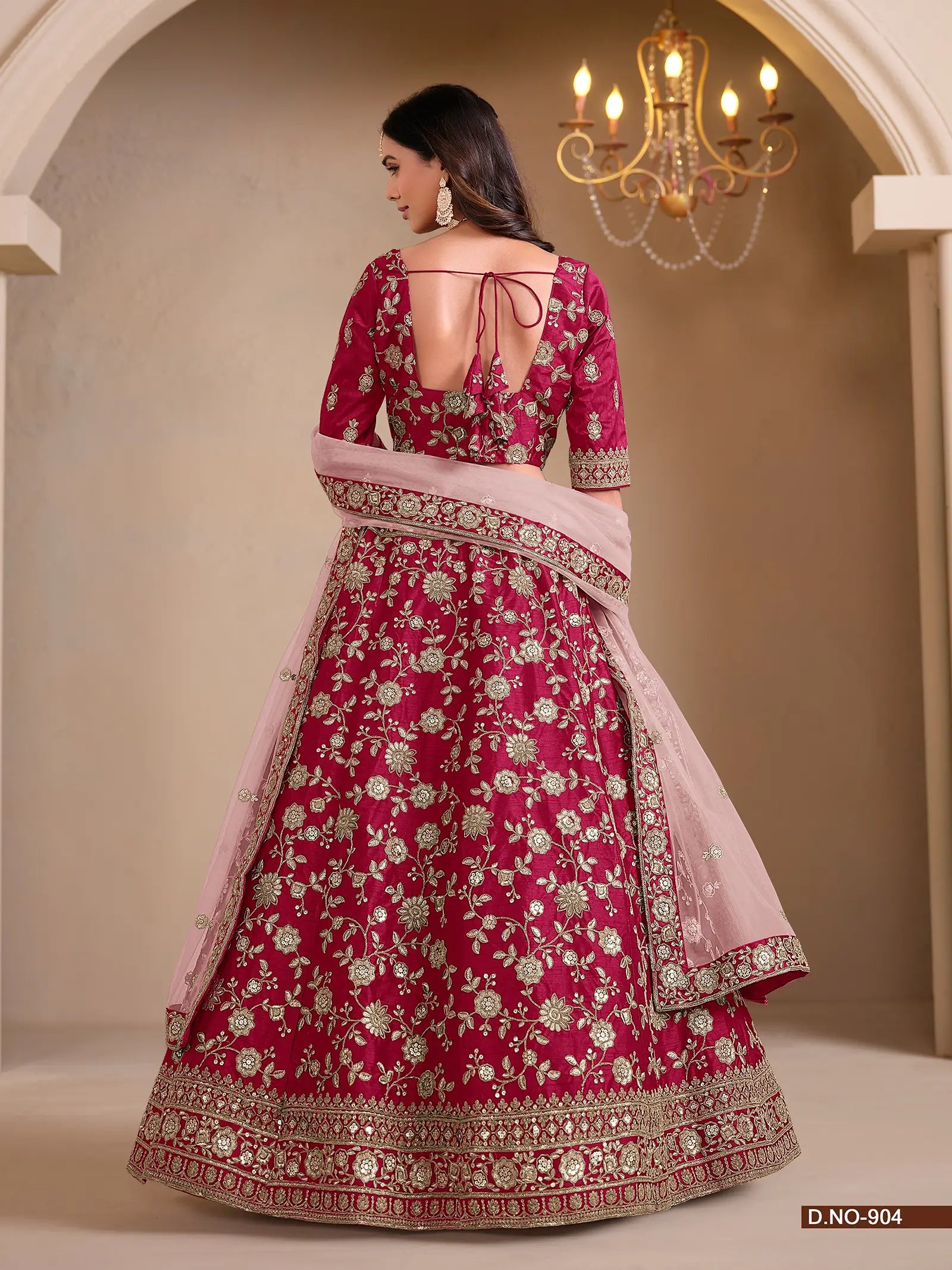 Red Designer Art Silk Lehenga Choli With Thread And Sequins Work | Ready To Wear - qivii