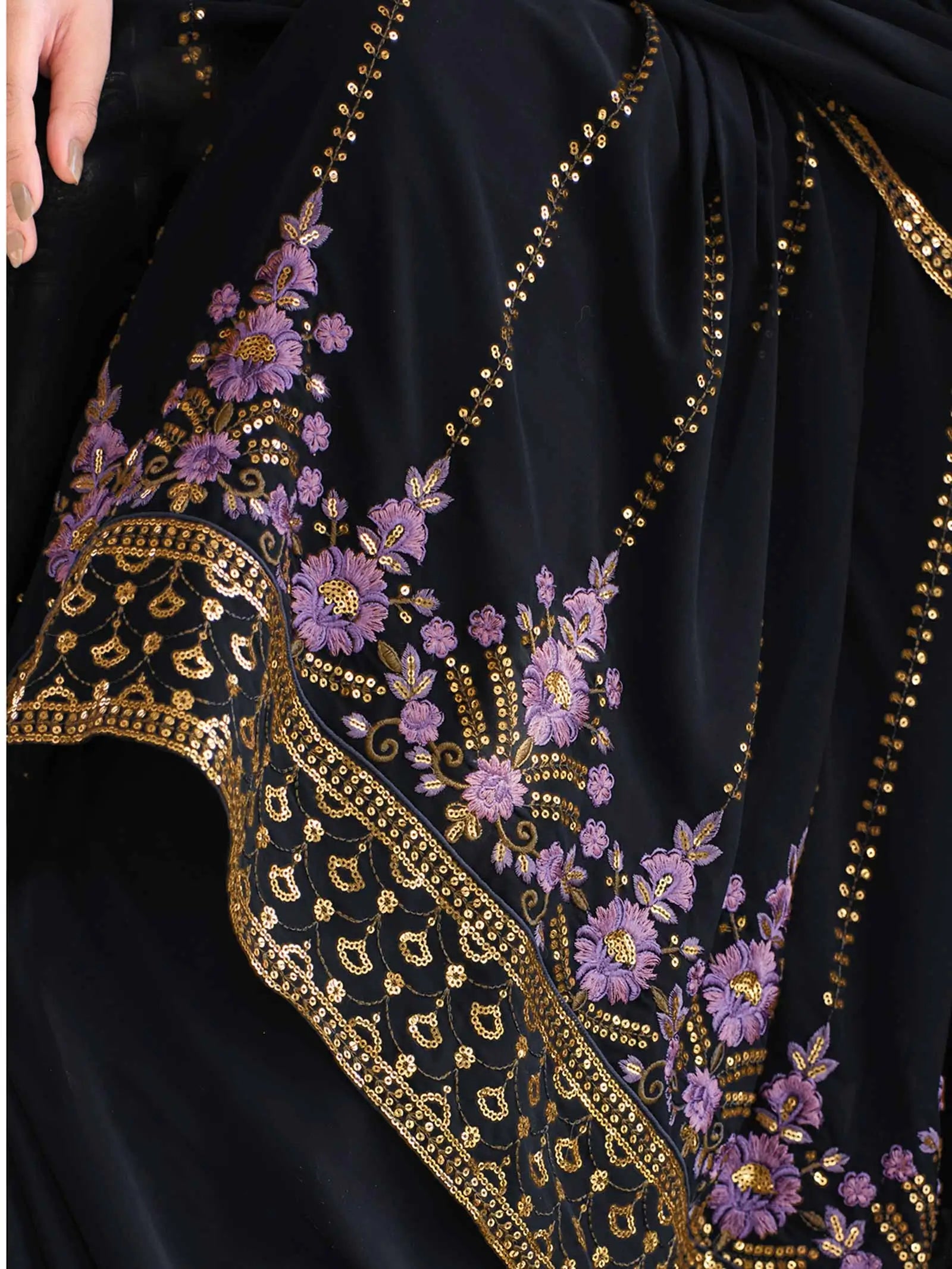 Dark Blue Georgette Palazzo Salwar Suit With Thread And Sequins Embroidered Work - qivii