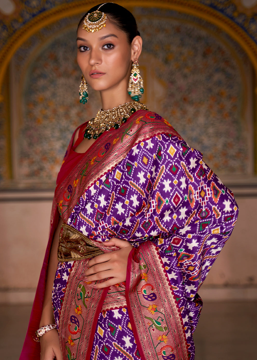 Grape Purple Patola Printed Designer Silk Saree - qivii