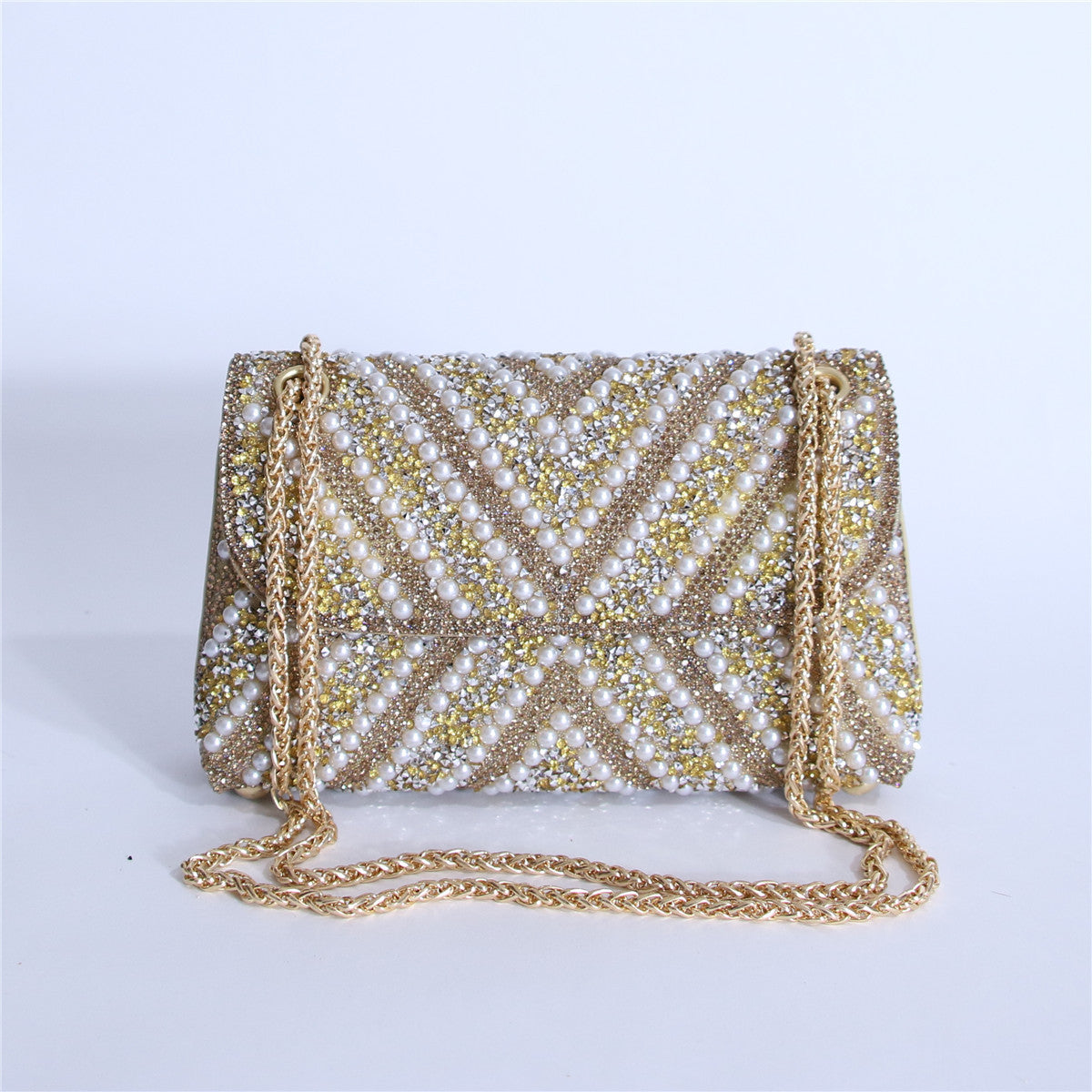 Women's Moonrise Pearl Clutch - Convertible Chain Evening Bag for Galas & Soirées