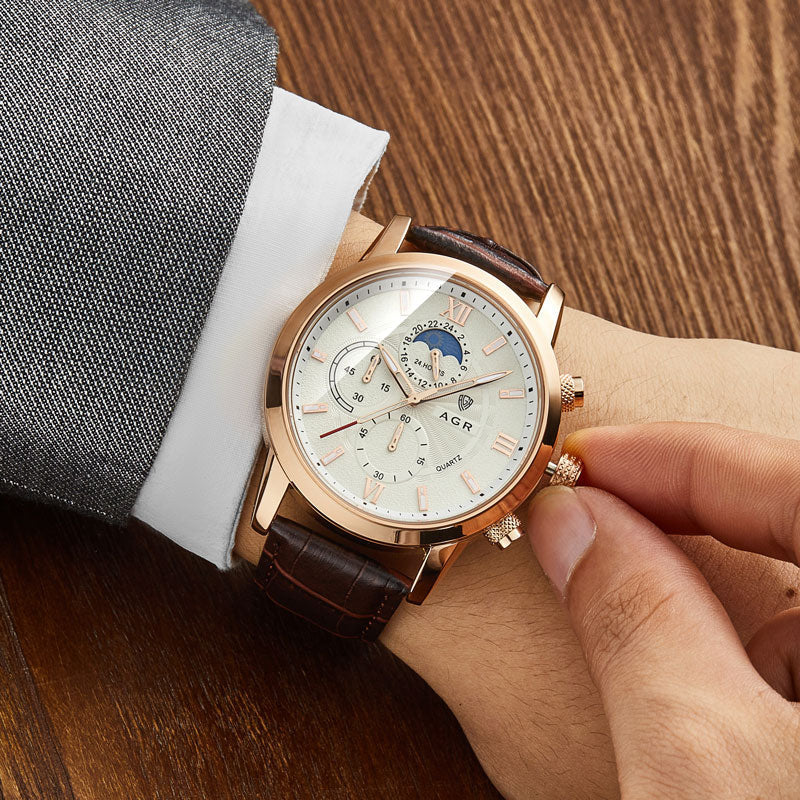 Premium Leren Quartz Horloge - By Qivii