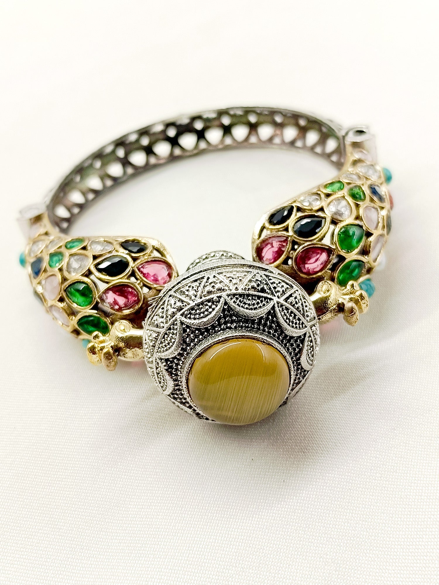 Shubhi Multi Colour Peacock Oxidized Bracelet