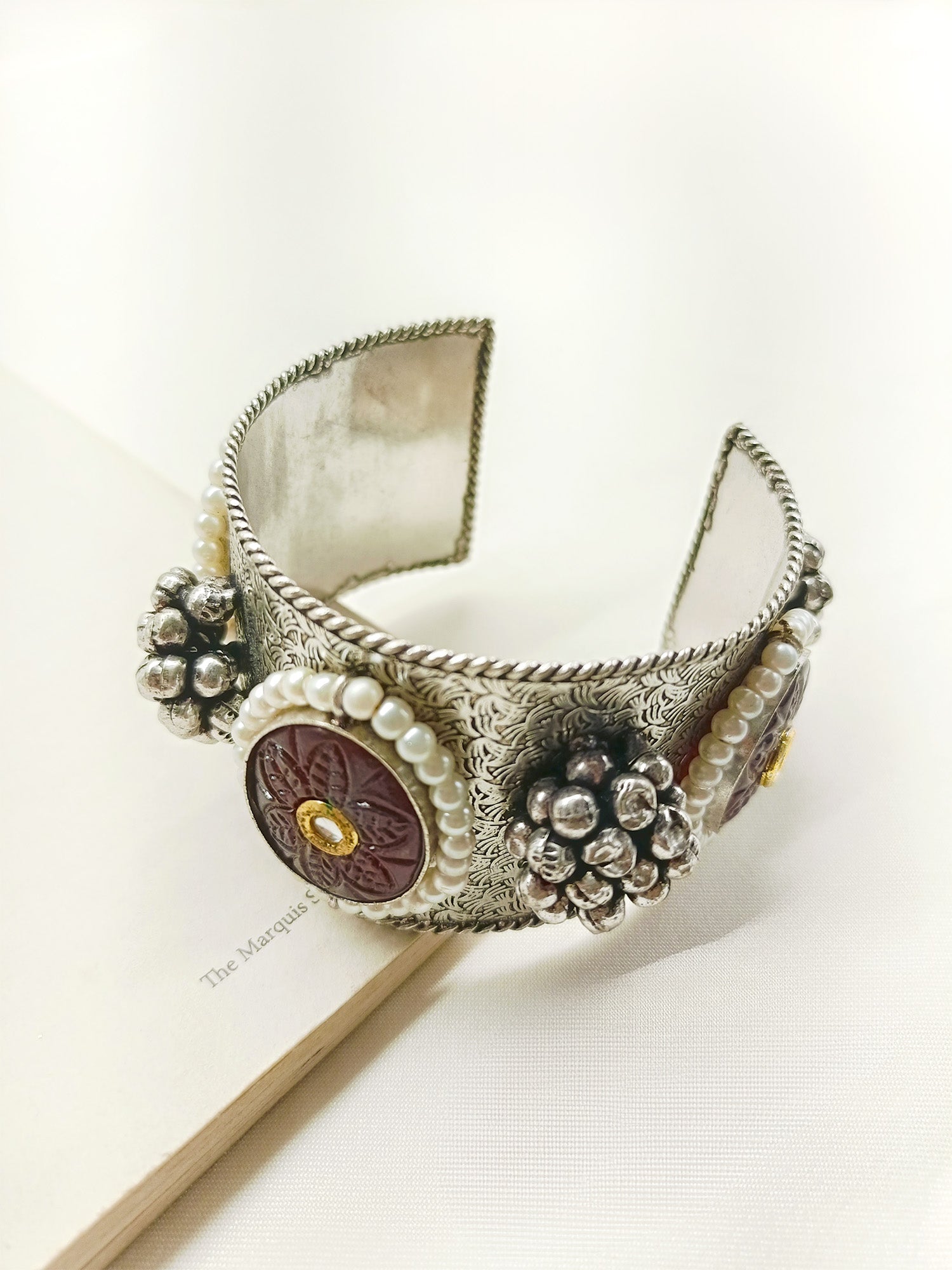 Jenelya Maroon Oxidized Kada - qivii