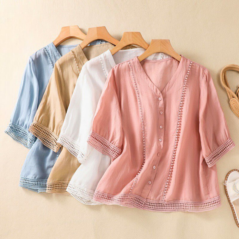 Lucia Cotton-Linen Blouse - By Qivii