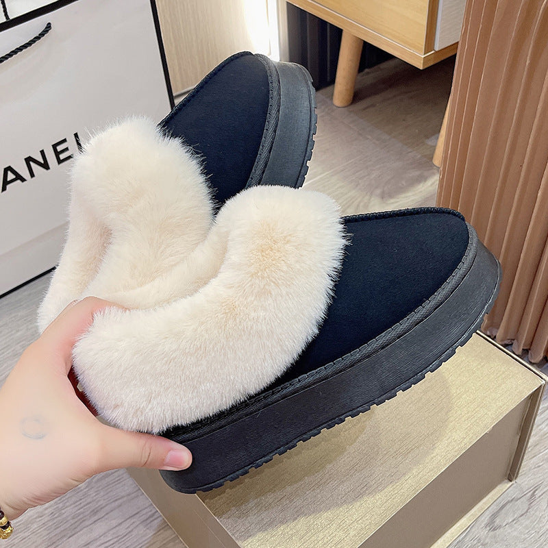 Women's Poppy Cozy Platform Boots - Plush Faux Fur Cuff Slip-On Winter Booties (US 5-10.5)