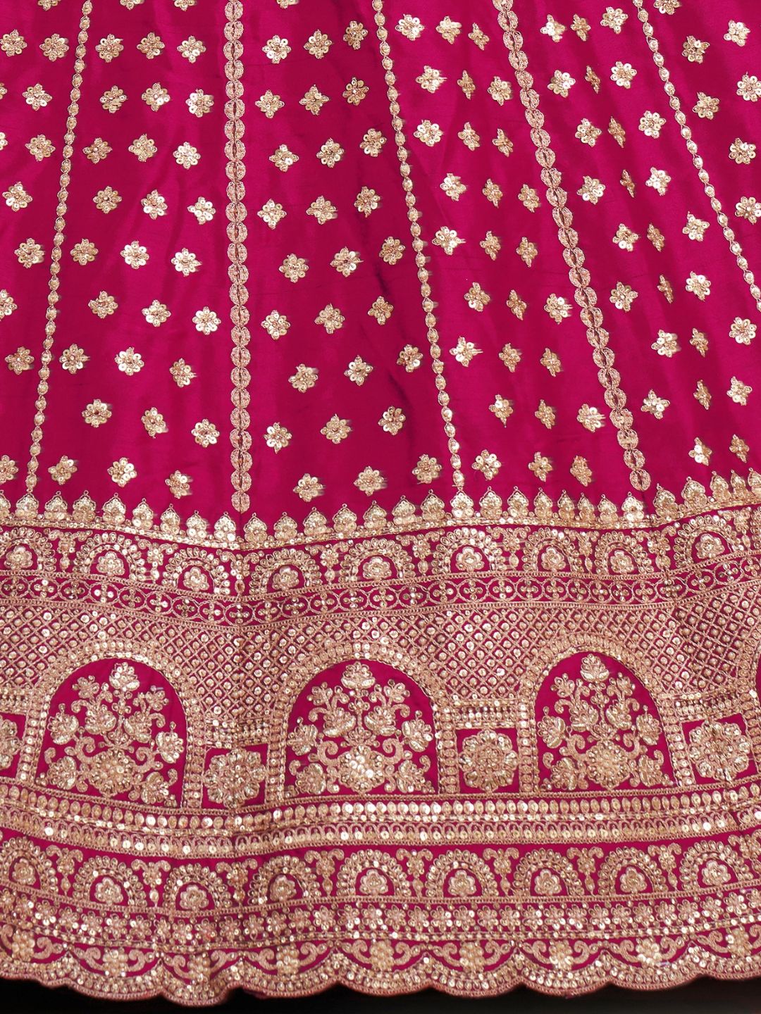 Elegant Rani Bridal Lehenga with Double Dupatta Styling