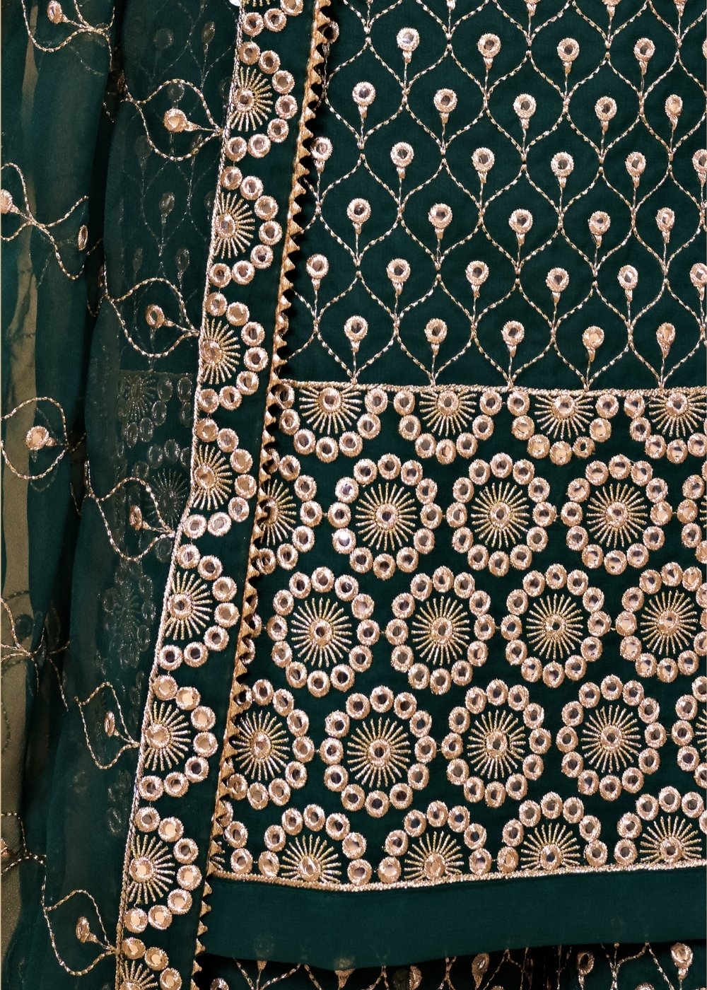 Sacramento Green Georgette Metti with Zari work Sharara Suit - qivii