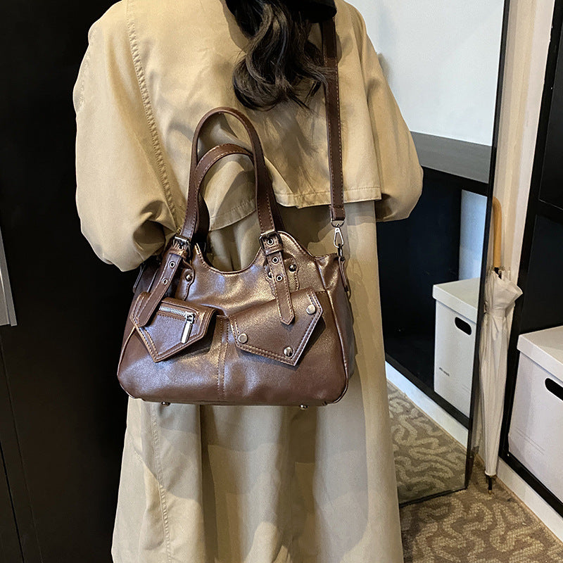 Women's Road Rebel Tote - Retro Moto-Inspired Convertible Carryall with Industrial Hardware