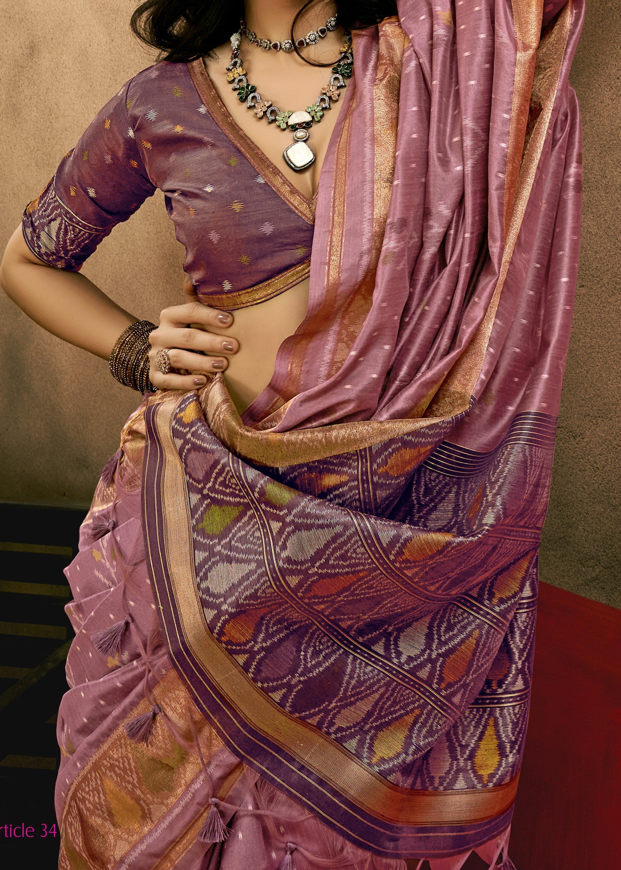 Purple Patola Handloom Weaving Silk Saree - qivii