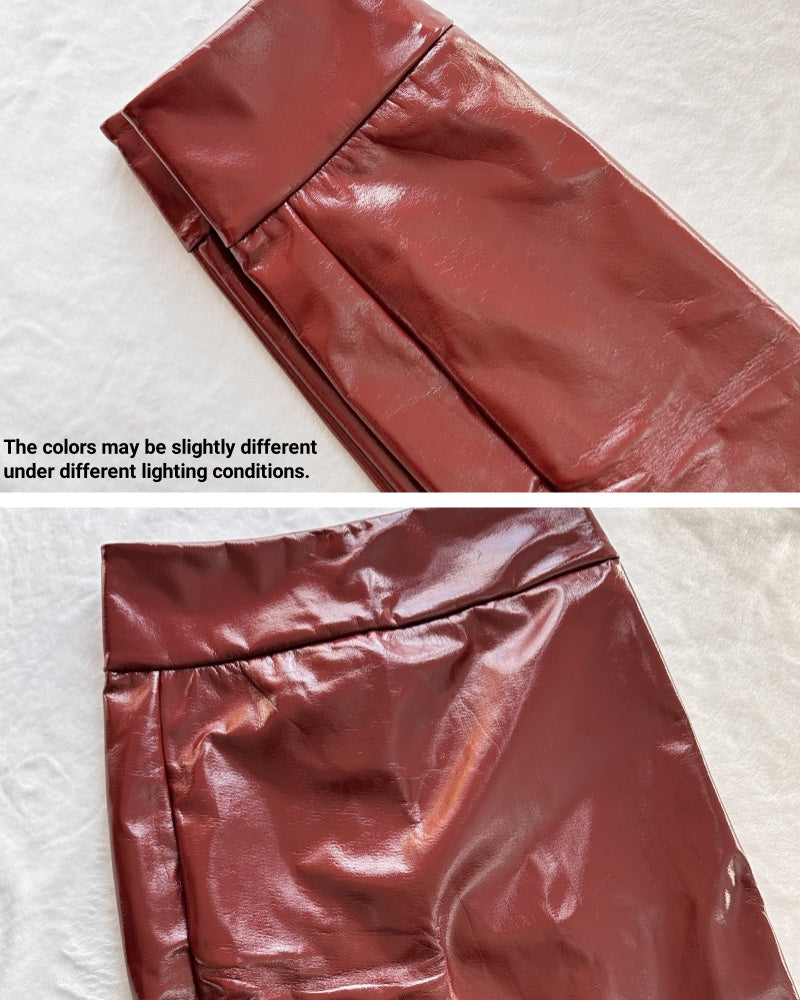 Sexy High Waist Leather Skirt with Zipper for Curvy Women - By Qivii