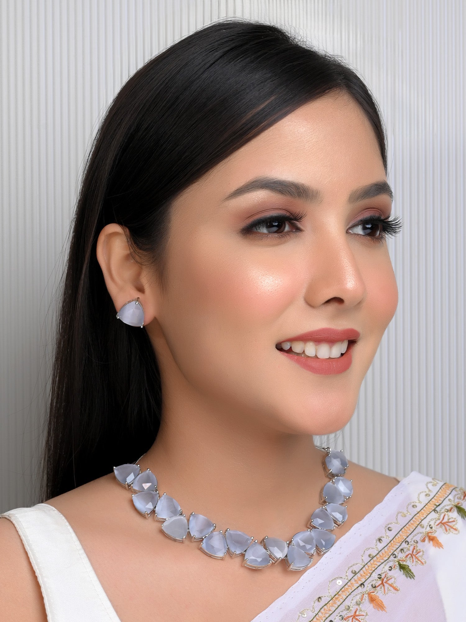 Mishkad Gray American Diamond Set - qivii