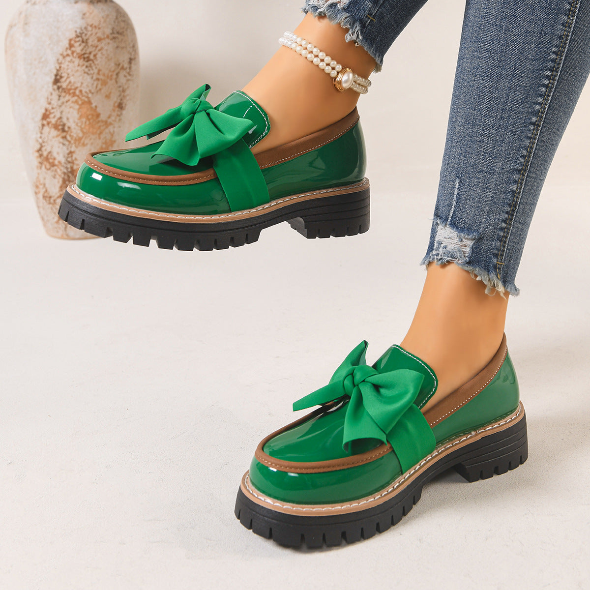 Women’s Bowline Slip-On Loafers – Contrast Stitch Flat Shoes (US 5–10.5)