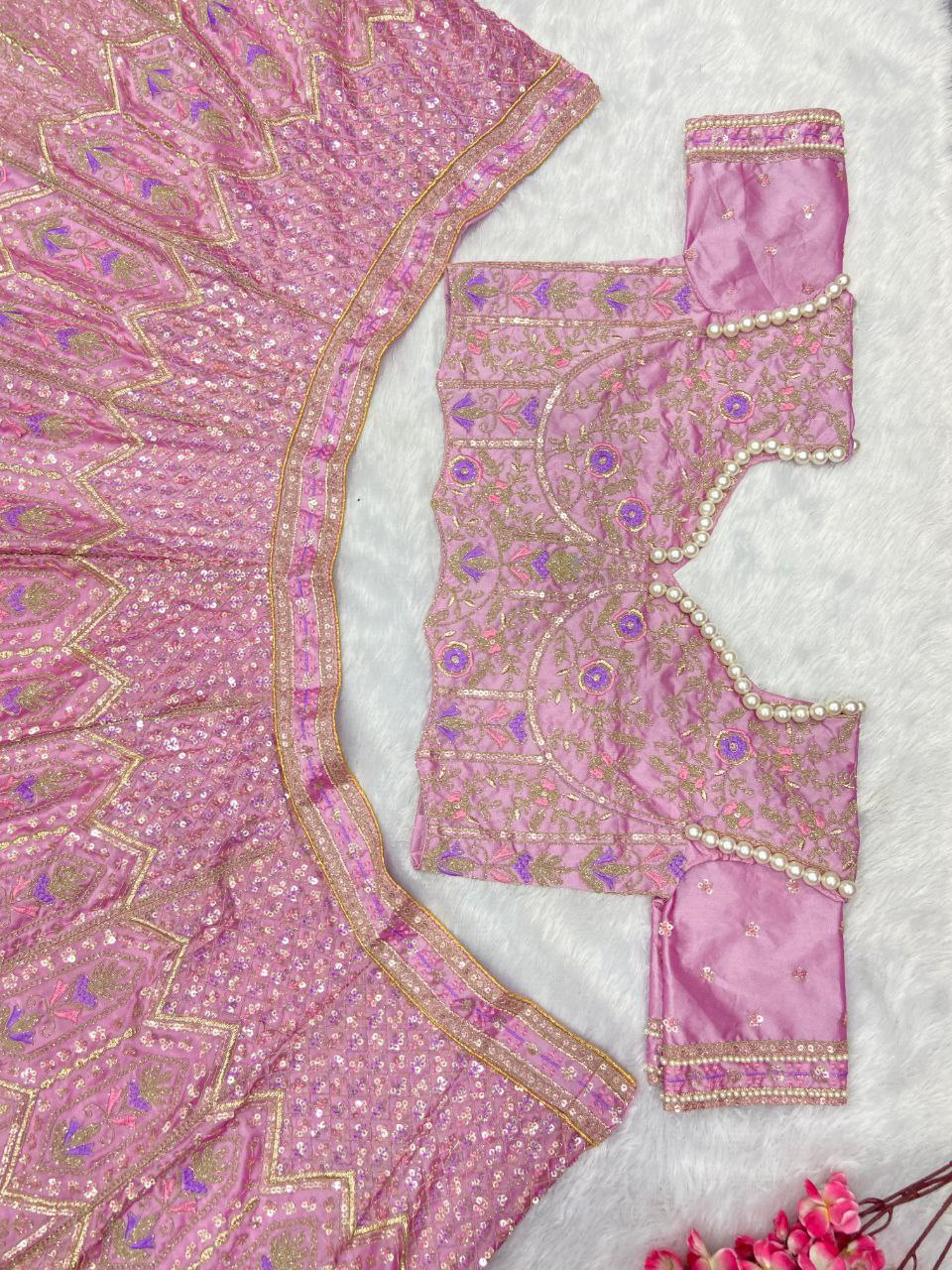 Purple Premium Kasturi Silk Embellished With Beautiful Multi Thread Embroidery Lehenga - INSPIRED | Ready To Wear - qivii