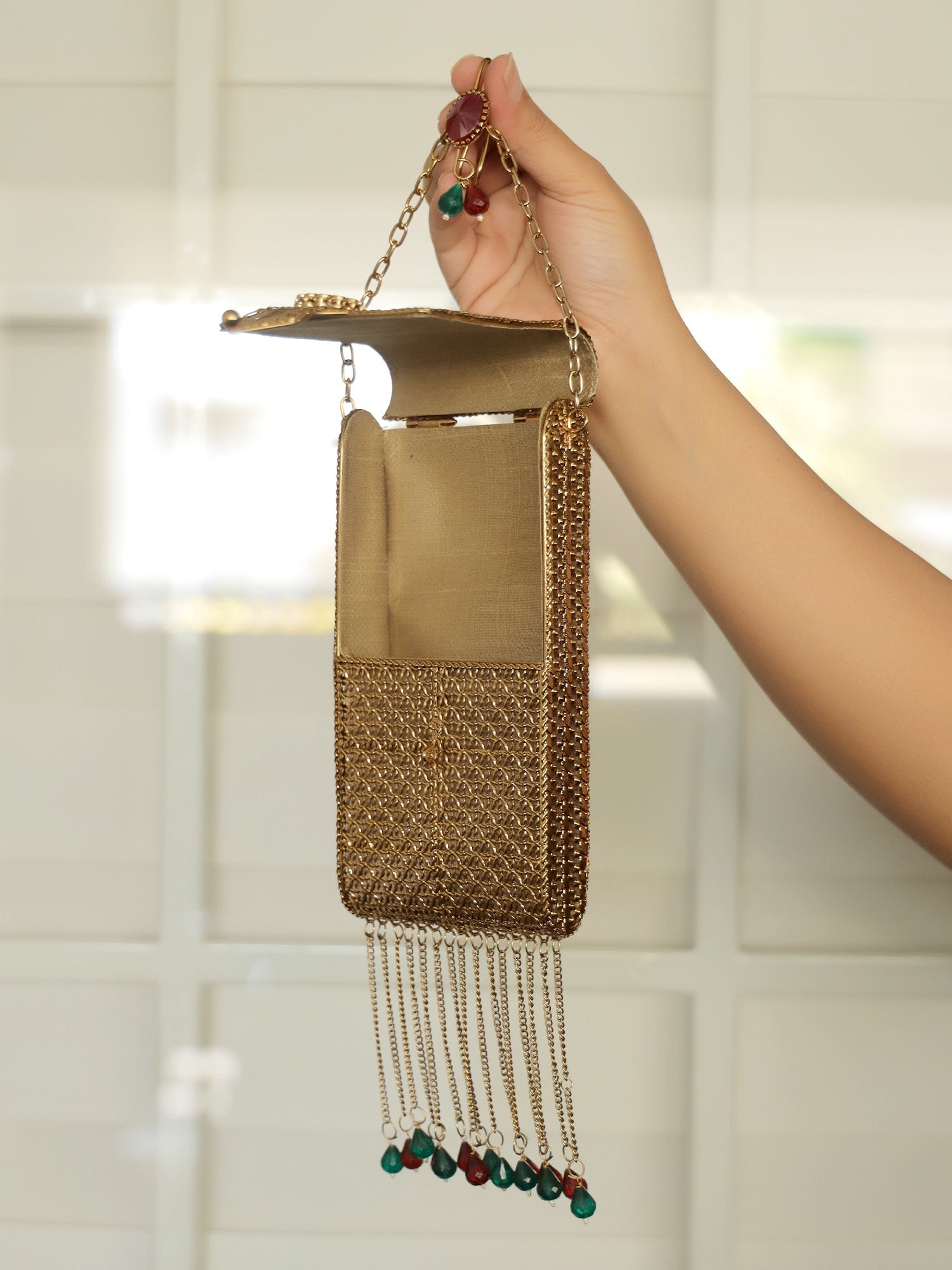 Shristi Golden Mobile Pouch