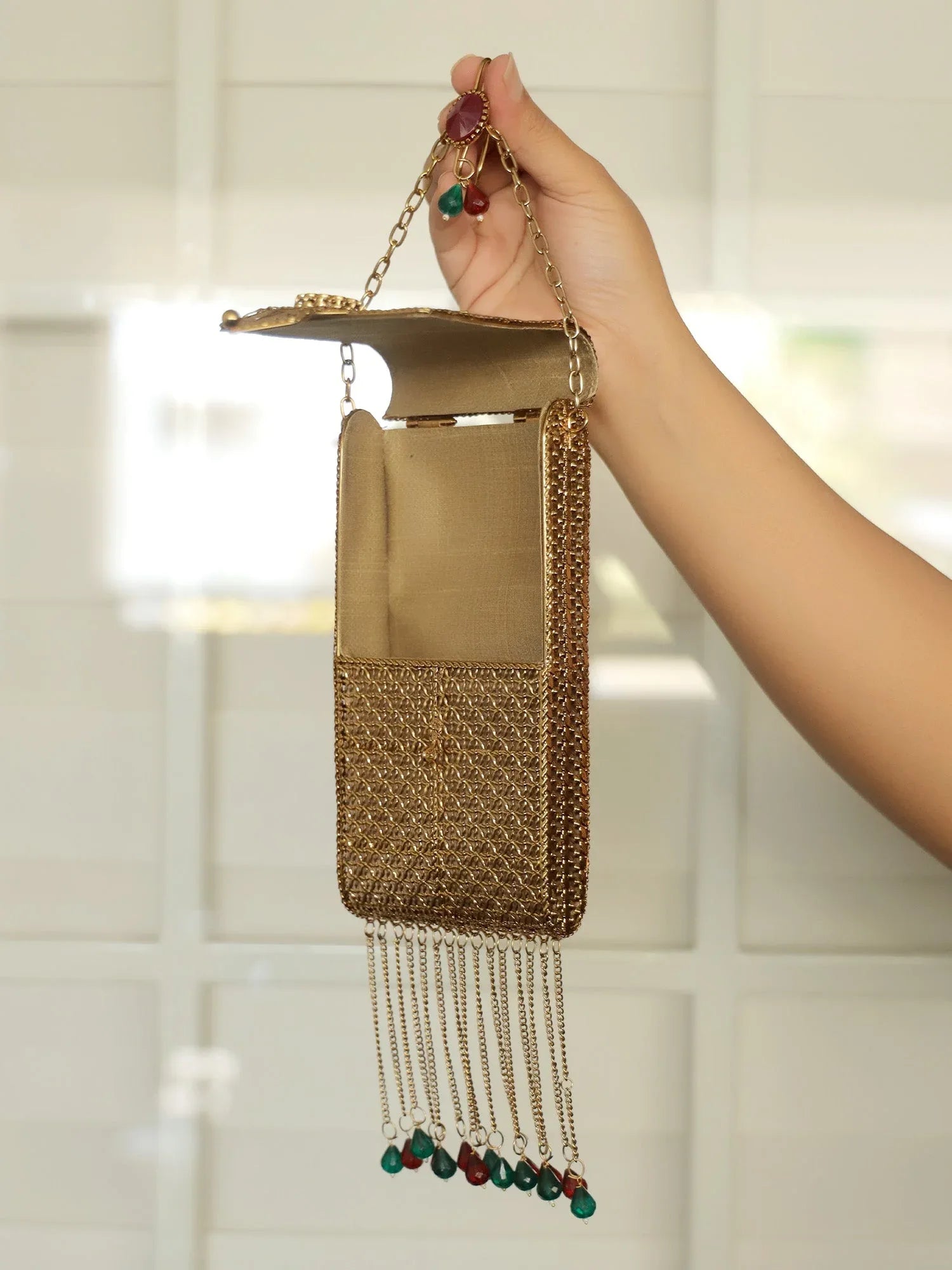 Shristi Golden Mobile Pouch