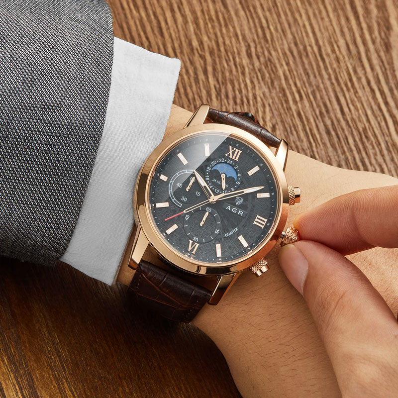 Premium Leren Quartz Horloge - By Qivii
