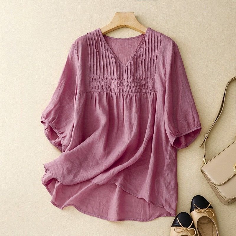 Valencia Cotton-Linen Blouse - By Qivii