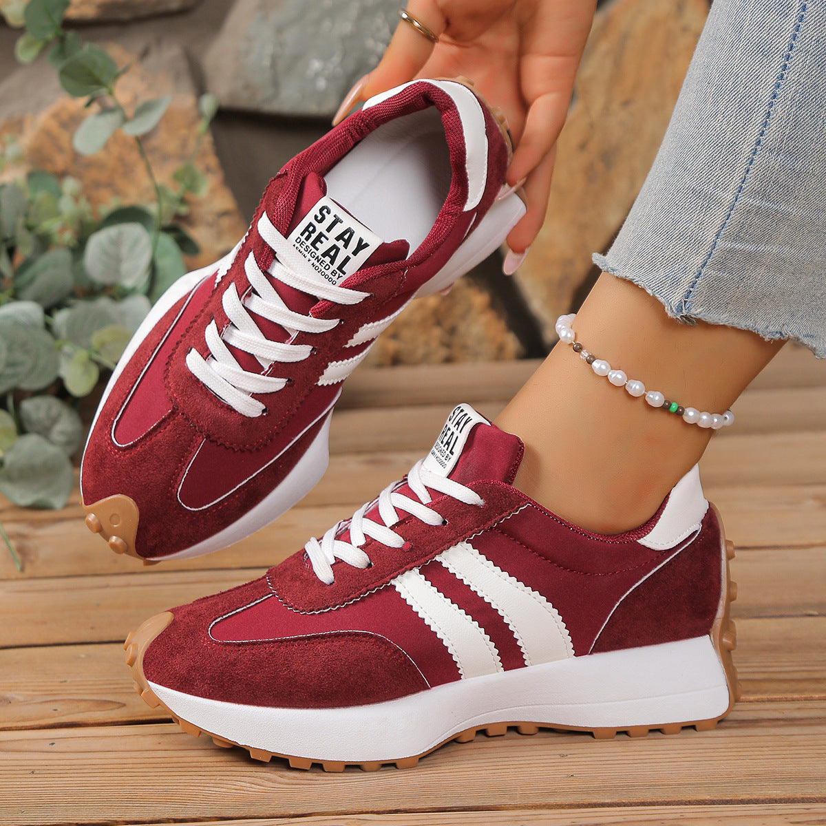 Women's Athena Curve Chunky Retro Runner Sneakers – Extended-Size Vintage Dad Walking Shoes with Sculpted Waist (US 5–11.5)