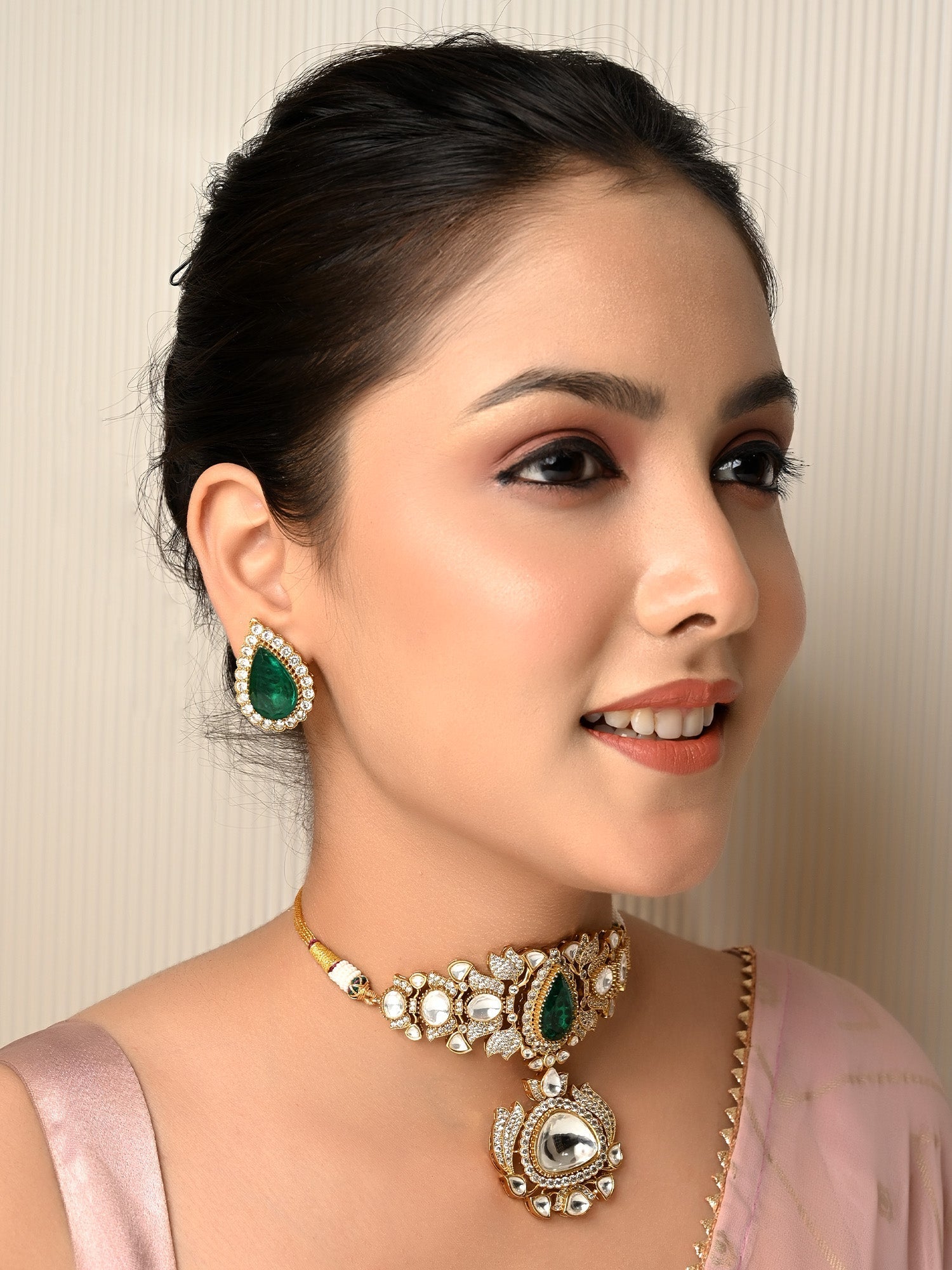 Mary Green Polki Choker Set - qivii