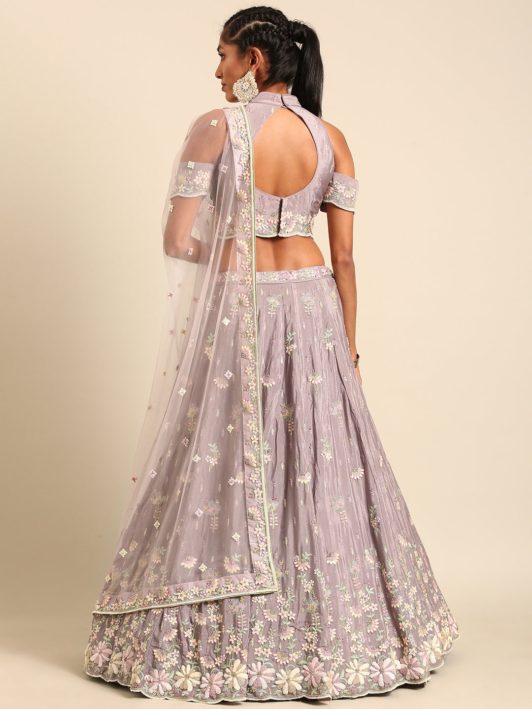 Lavender - Georgette Sequins with Heavy Zarkan Embroidery Lehenga choli