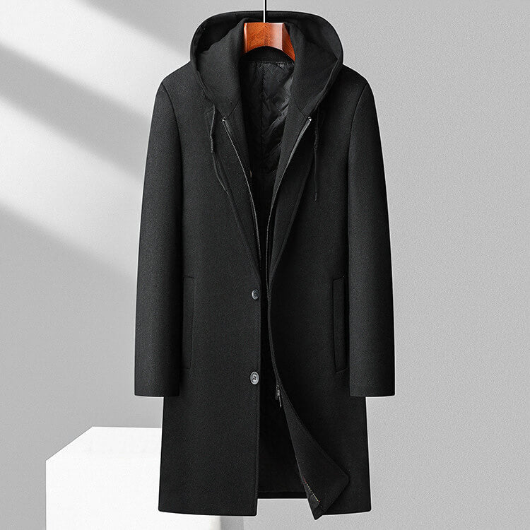 Jasper Virgin Wool Hooded Overcoat - By Qivii