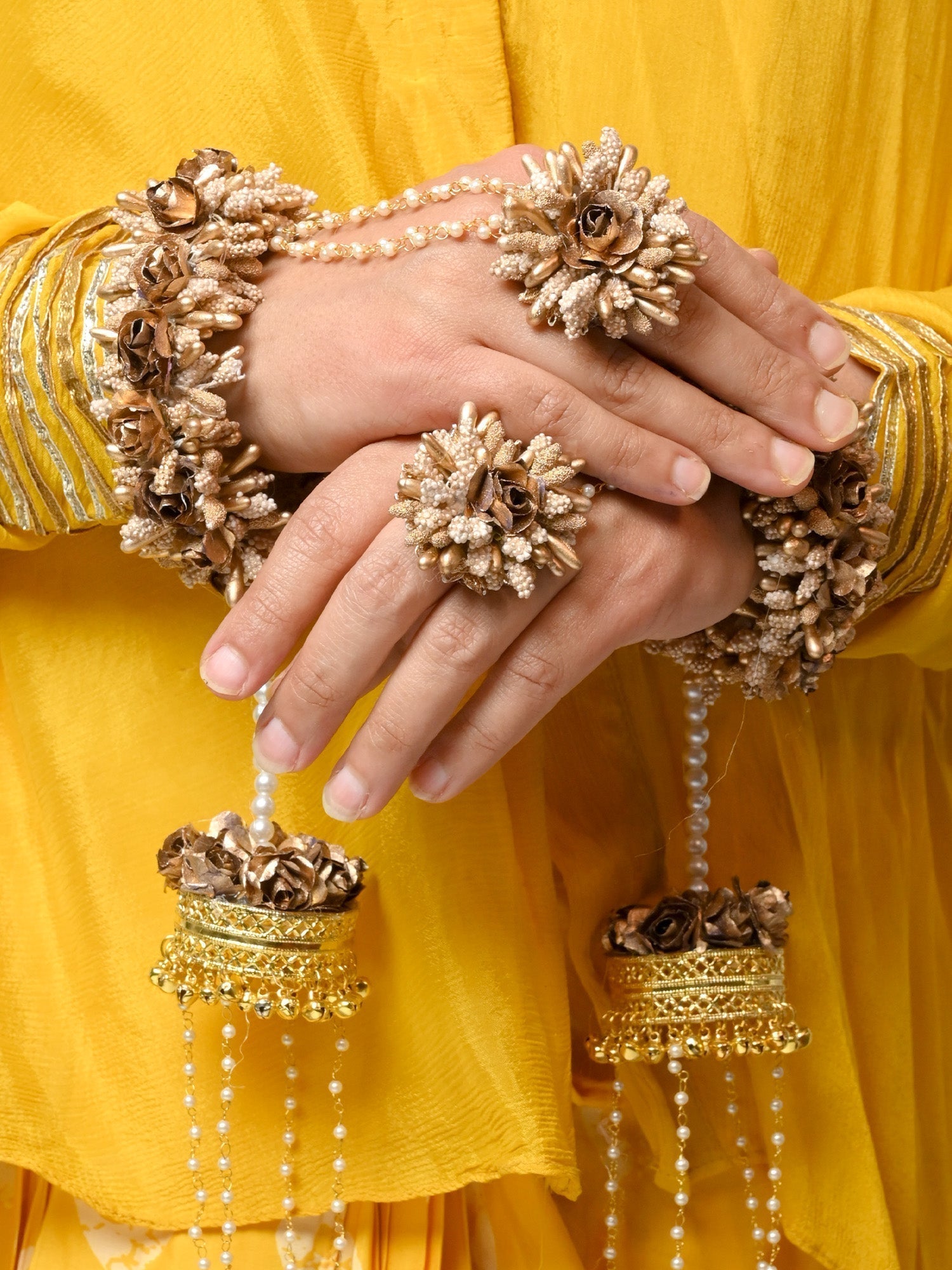 Falguni Copper Floral With Pearl Hanging Kalire - qivii