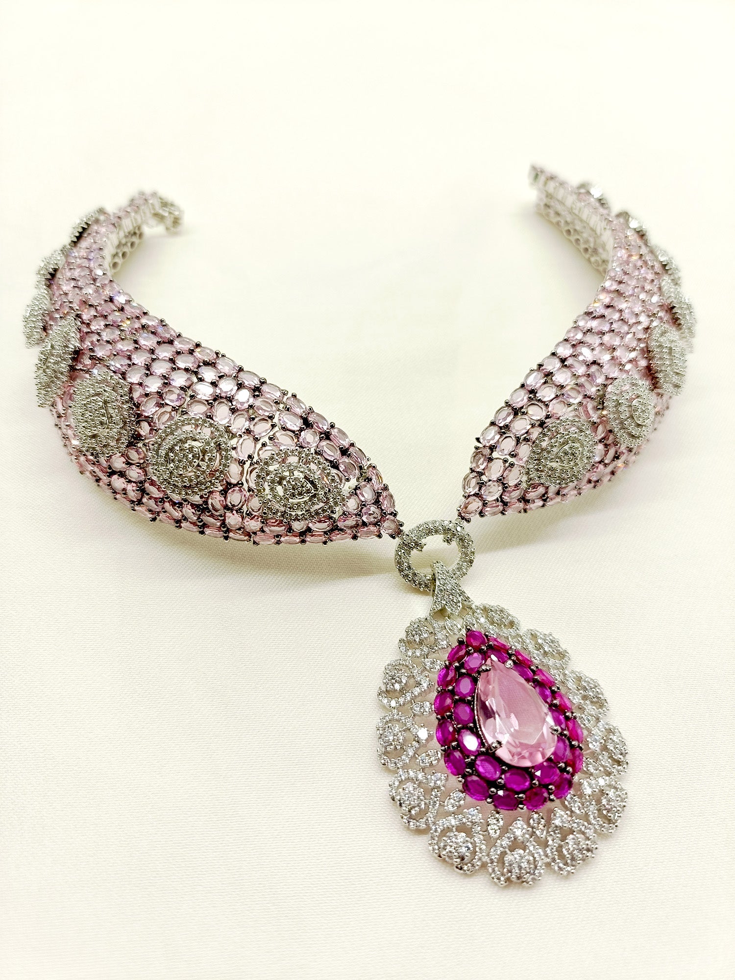 Beverly Pink American Diamond Set - qivii