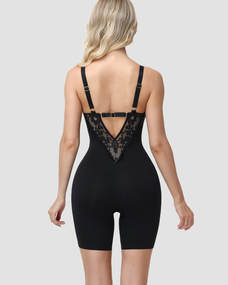 Shapshe® Lace Plunge Backless Bodysuit Shapewear