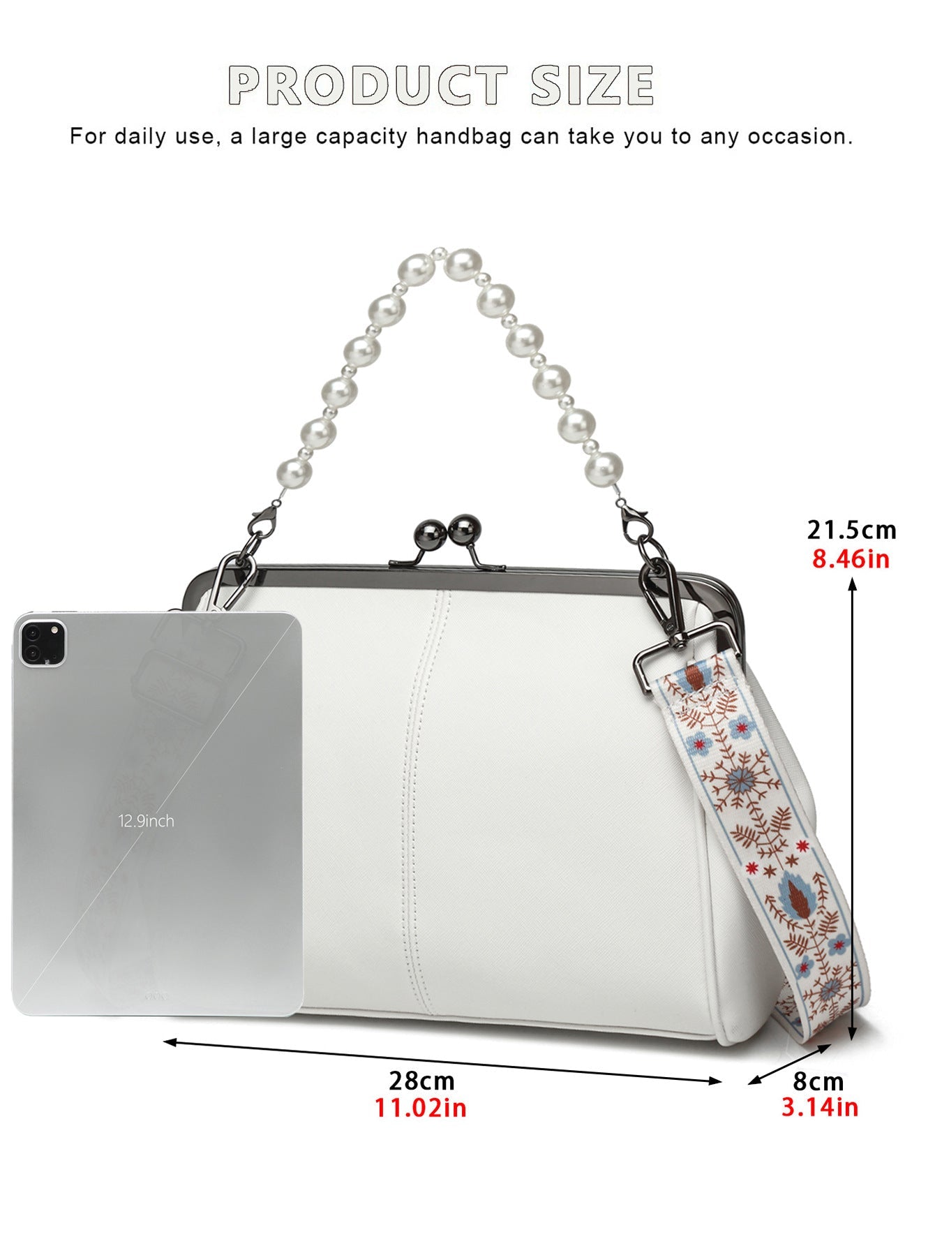 Women's British Vintage Oversized Bag – Multi-Way Shoulder/Tote Bag with Clip Closure
