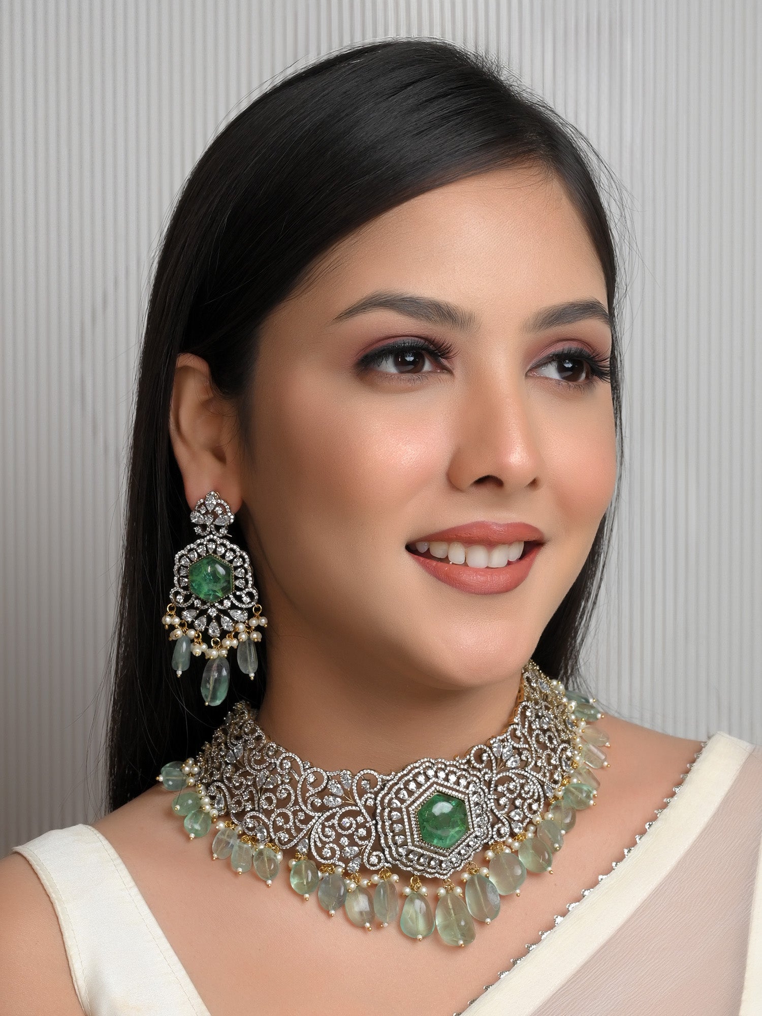 Rajni Mint Green Polki Necklace Set