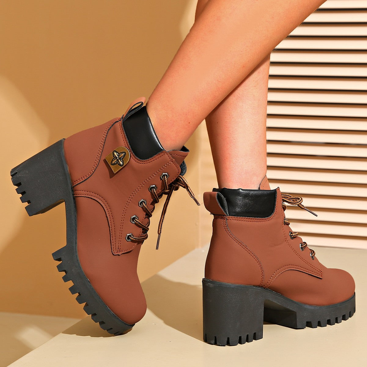 Women's Cowhide Metropolitan Combat Boot - Waterproof Block Heel Ankle Boots with Extended Sizes (US 4-10) & Commuter-Ready Traction