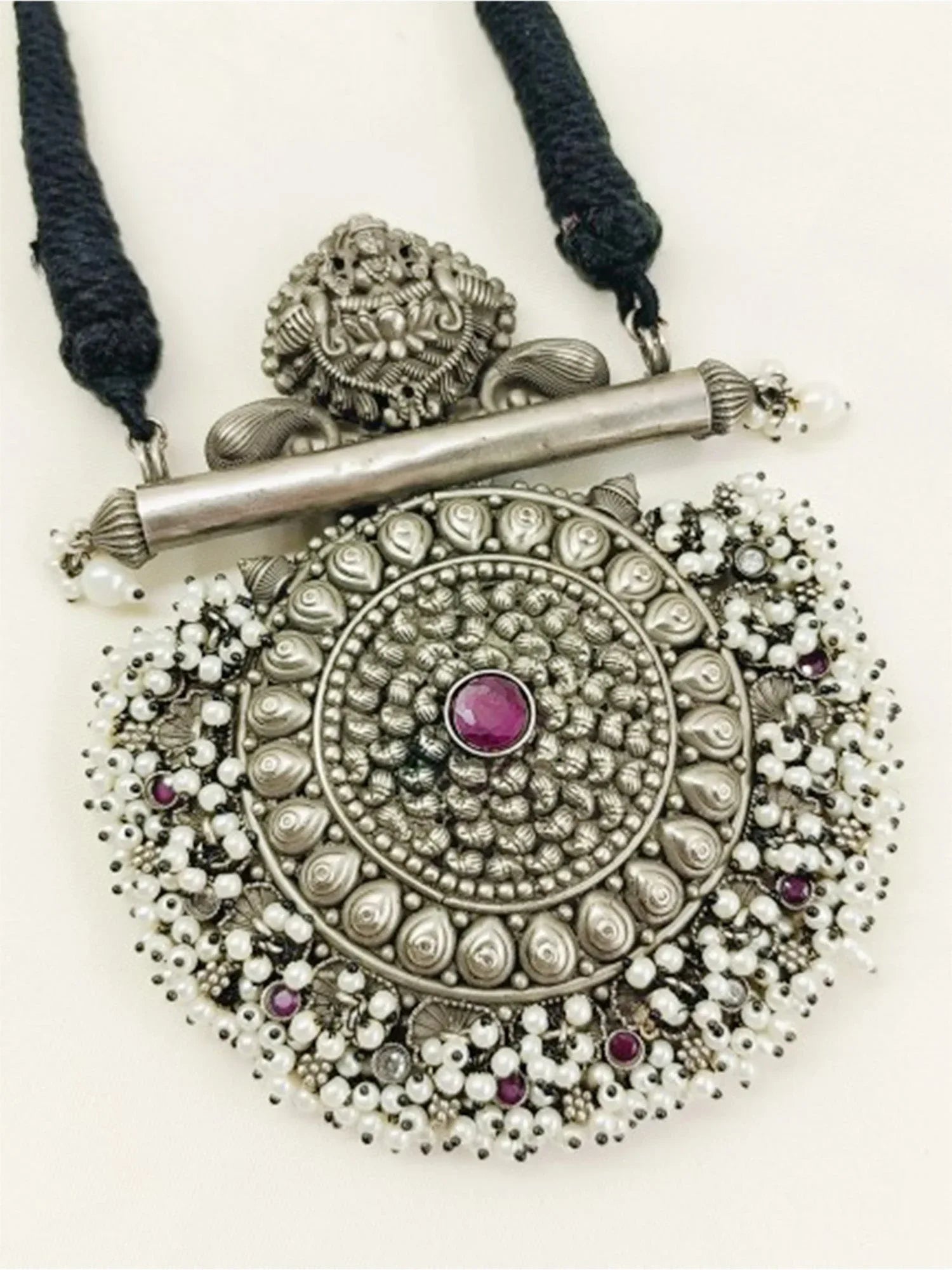 Devanuti Ruby Oxidized Necklace Set