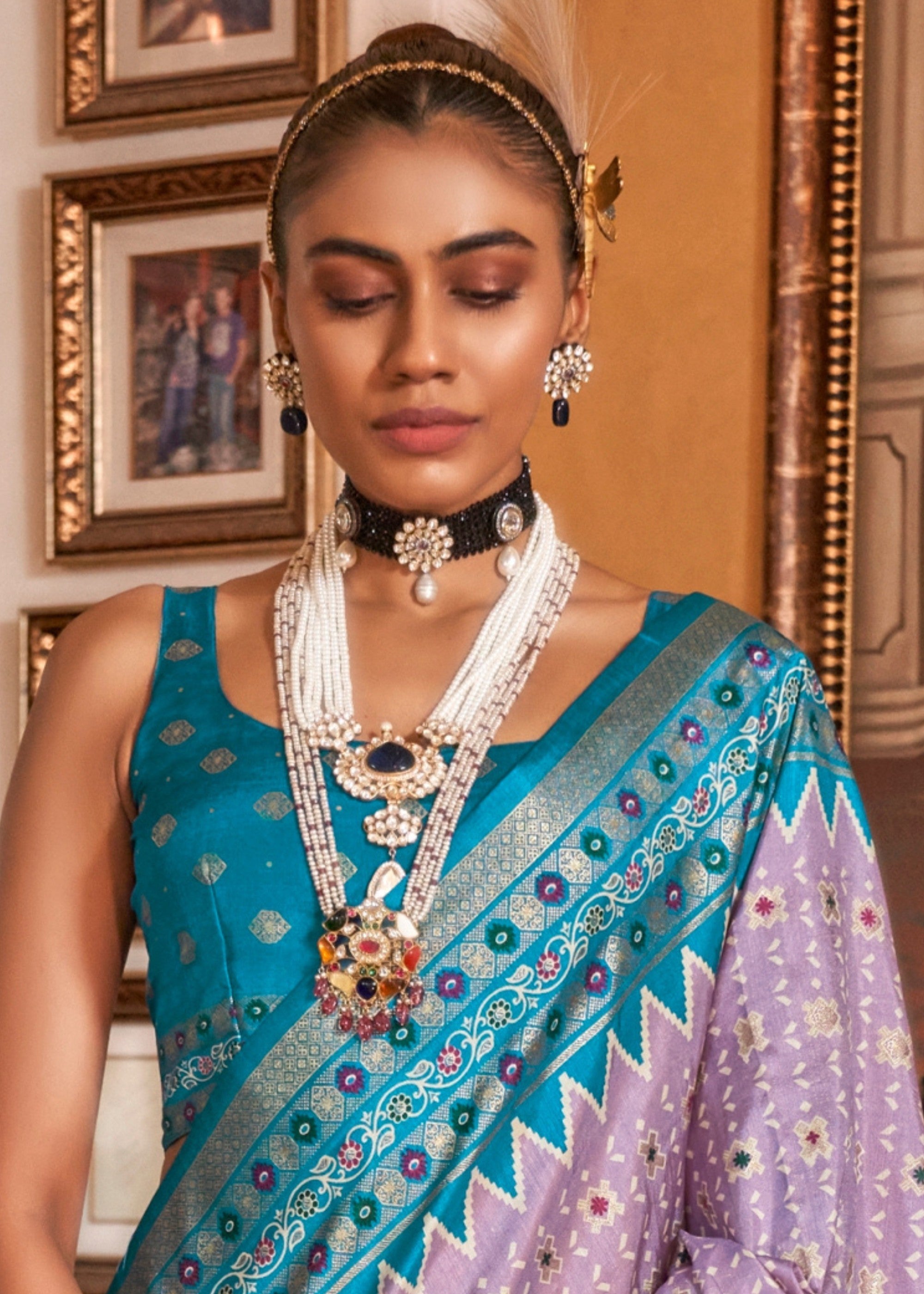 Lavender Purple Silk Saree With Traditional Classic Design - qivii