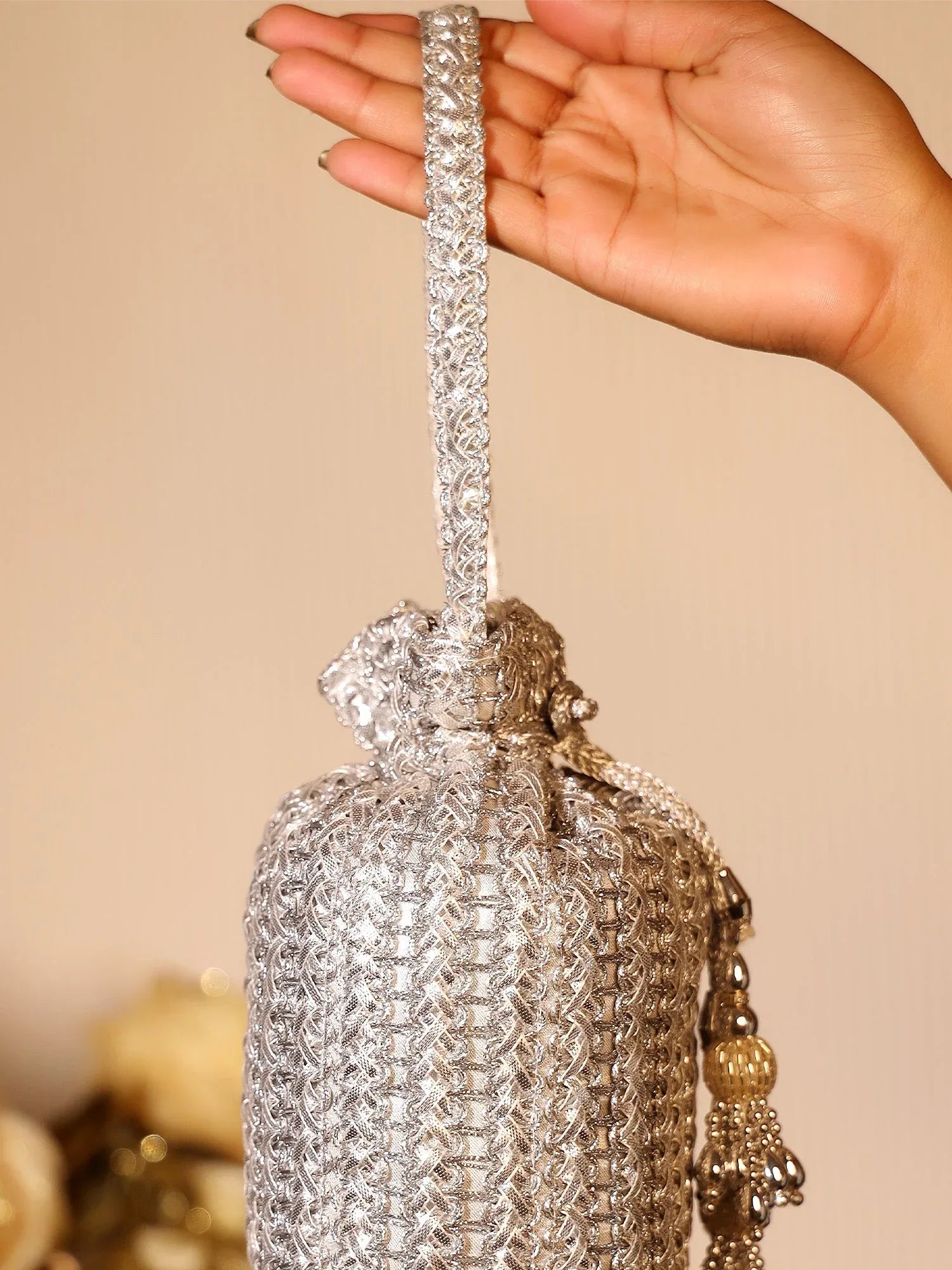 Gopi Silver Potli Bag