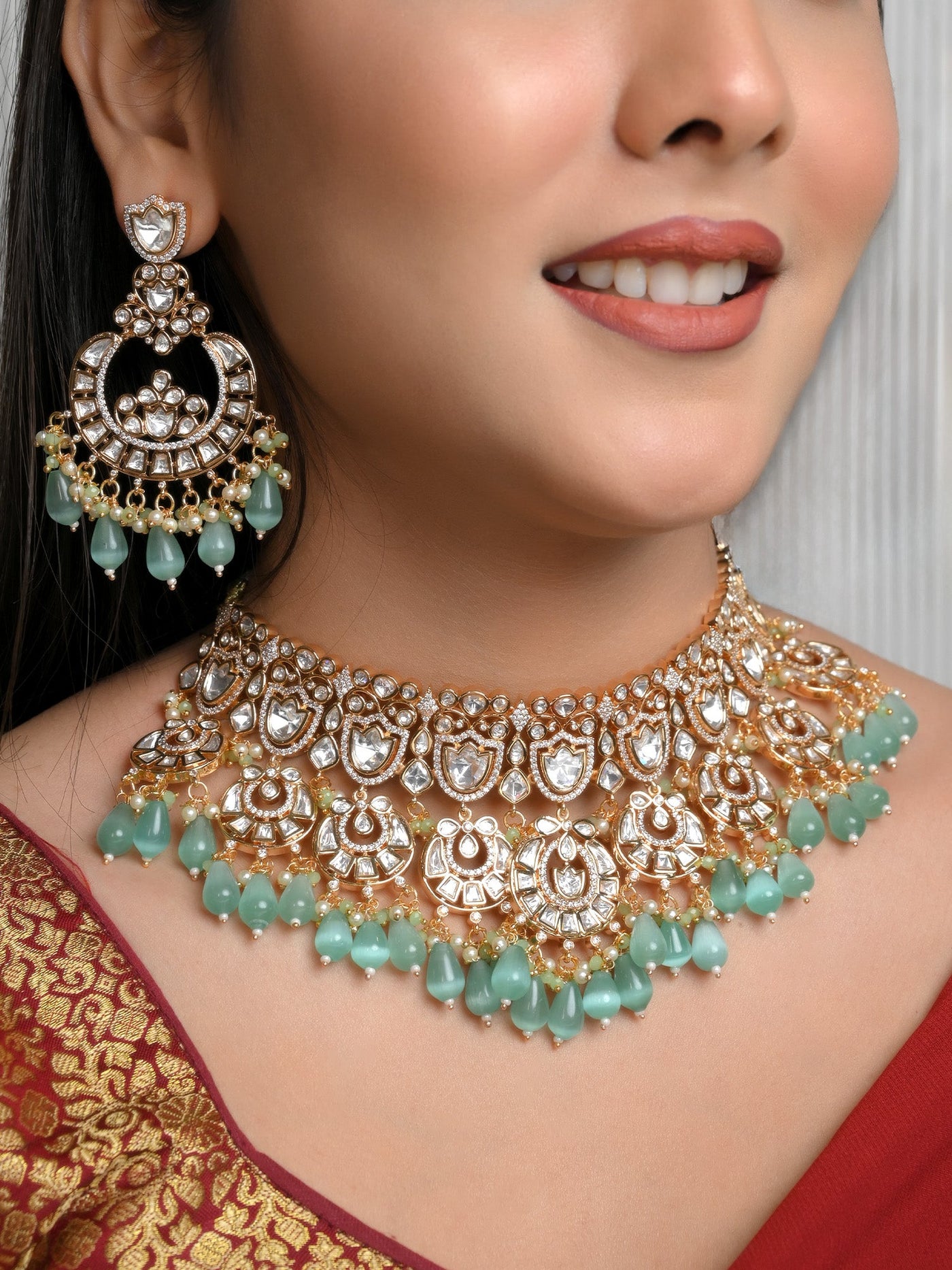 Zaida Mint Green Kundan Necklace Set
