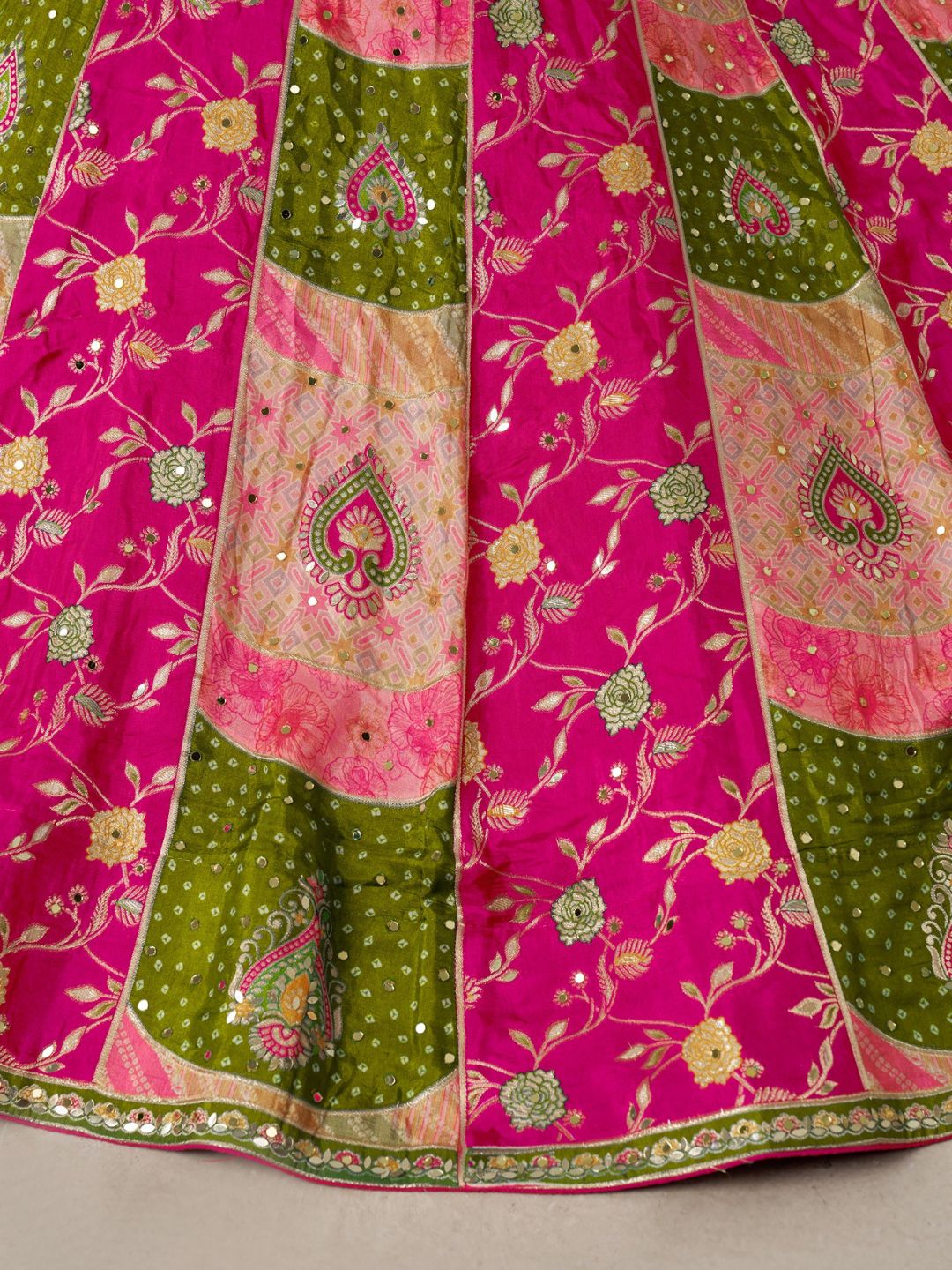 Designer Multi-Color Mehendi Lehenga Choli with Embroidered Blouse