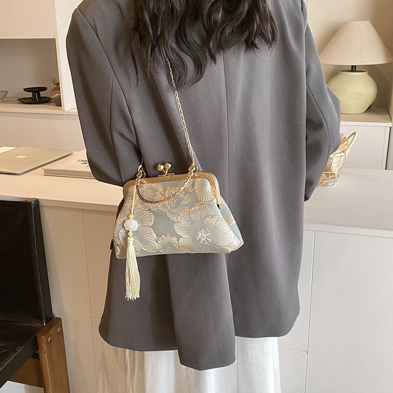 Women's Vintage Satin Mini Crossbody Bag - Retro Silk Handheld Purse - Petite, Elegant & Versatile