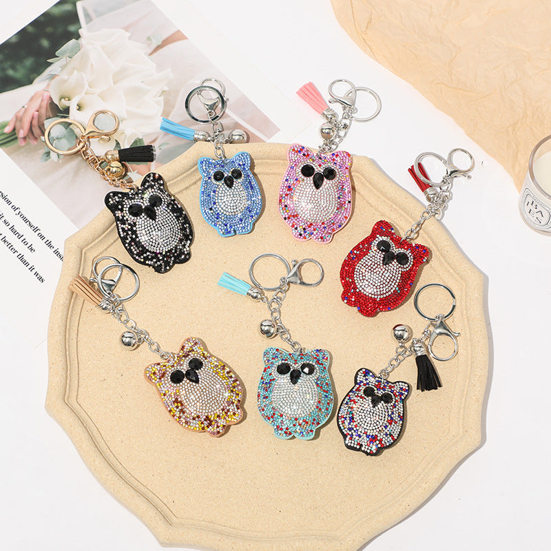 Ounamei Rhinestone Owl Keychain | Crystal Tassel Bag Charm