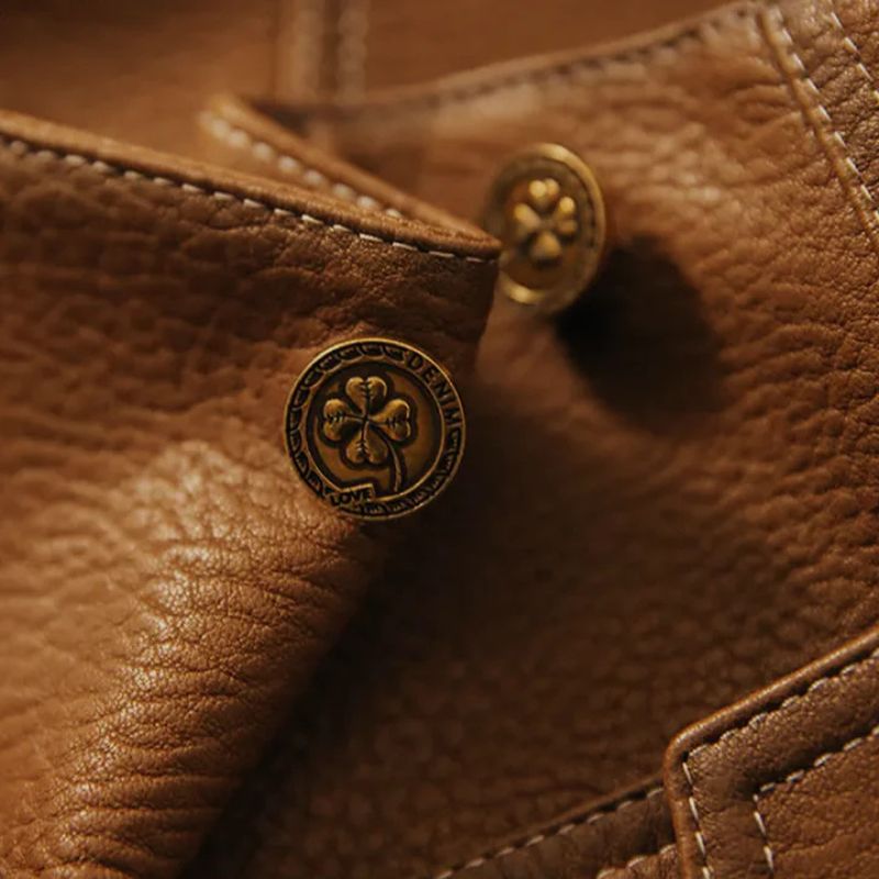 Gianna Classic Leather Jacket - By Qivii