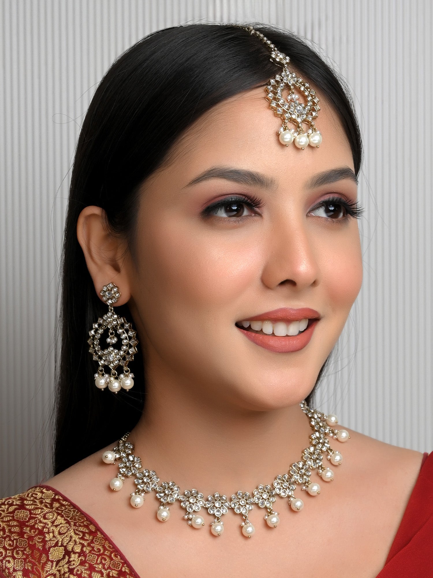 Anokhi White Polki Necklace Set - qivii