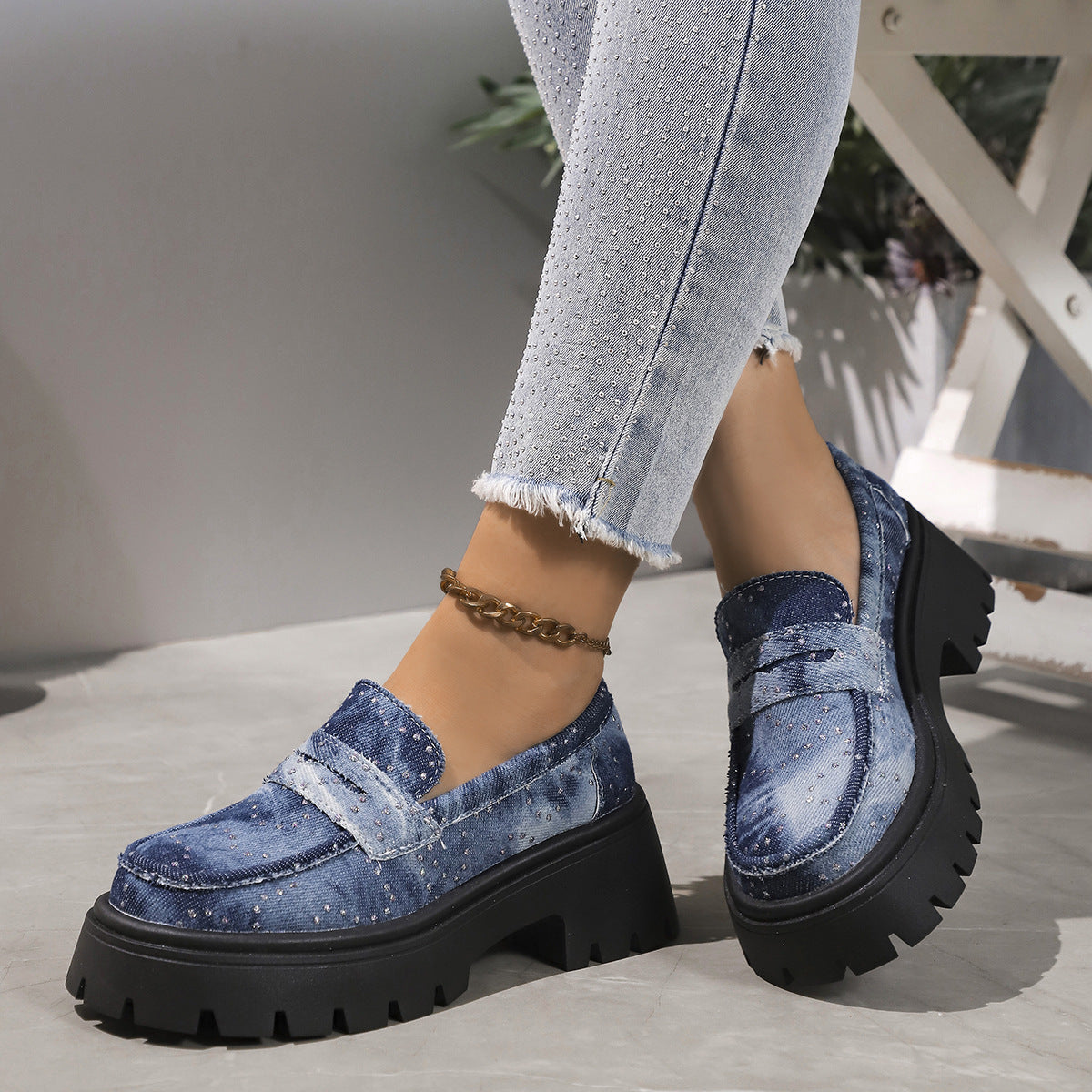 Women's Plus Size Canvas Chunky Platform Slip-On Loafers - Casual Comfort Shoes | Water-Resistant & Easy Wear