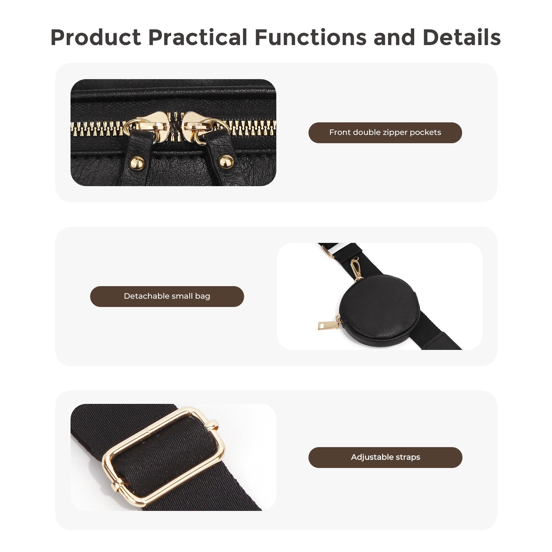Ounamei Large Crossbody Bag for Women | Multi-Style Bag with Coin Pouch for Travel & Daily Use