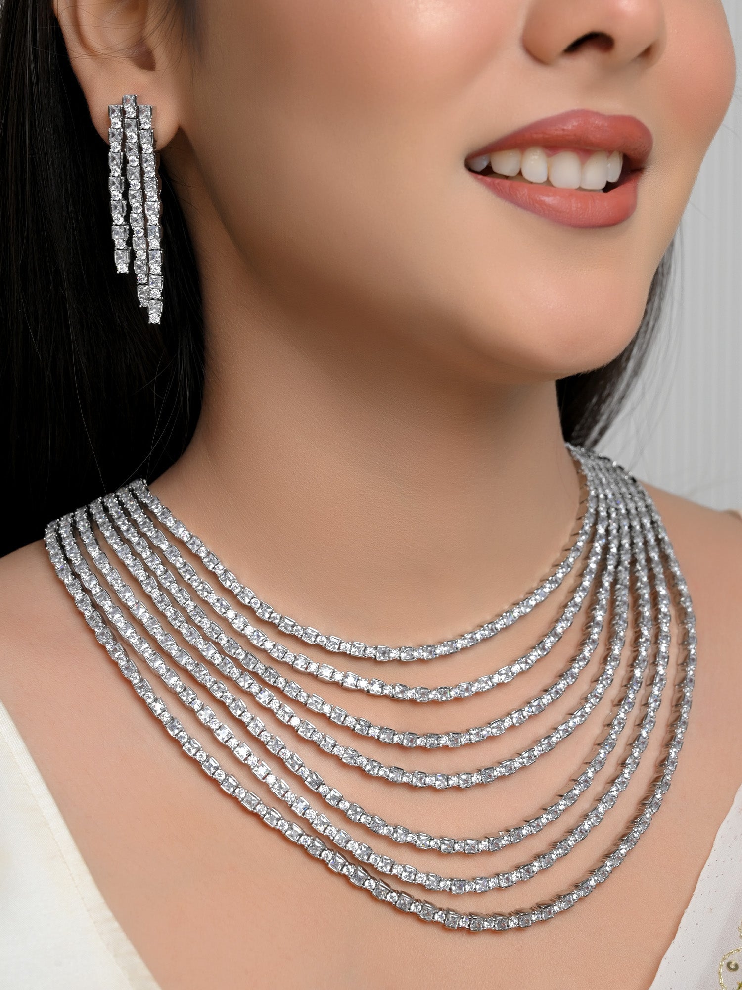 Claire Multiple Layerd American Diamond Set - qivii