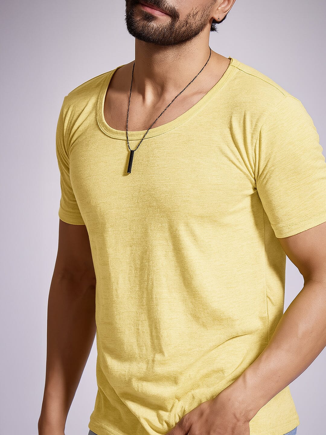 Lemon Slub Scoop Neck Tshirt