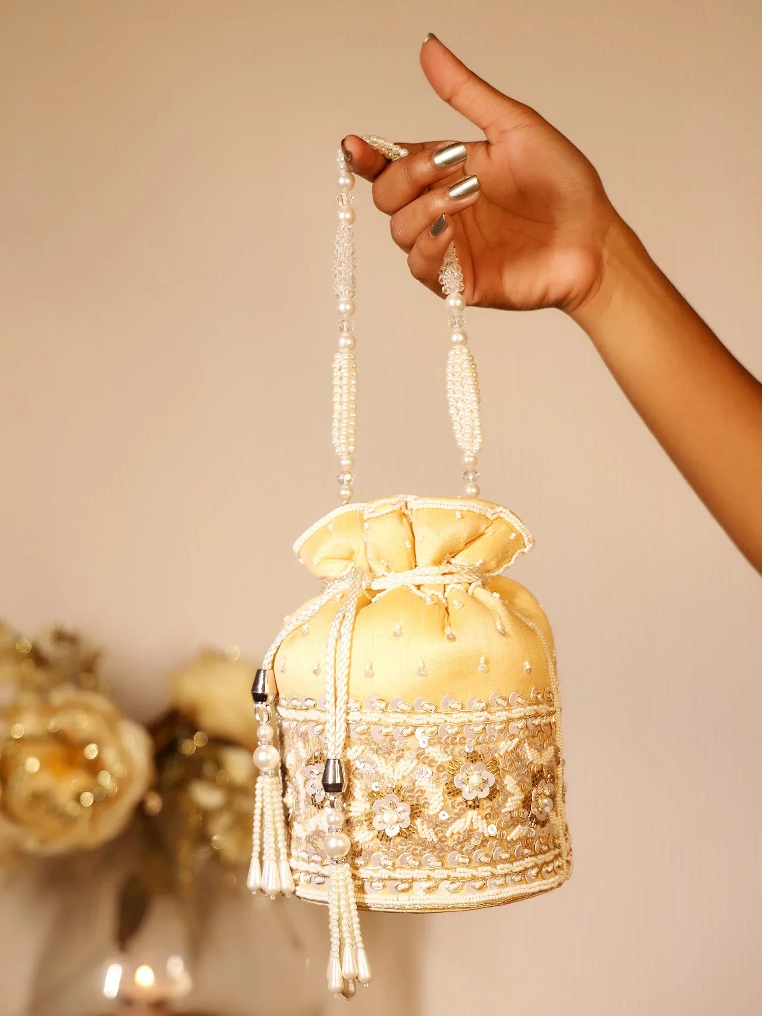 Aamani Beige Potli Bag