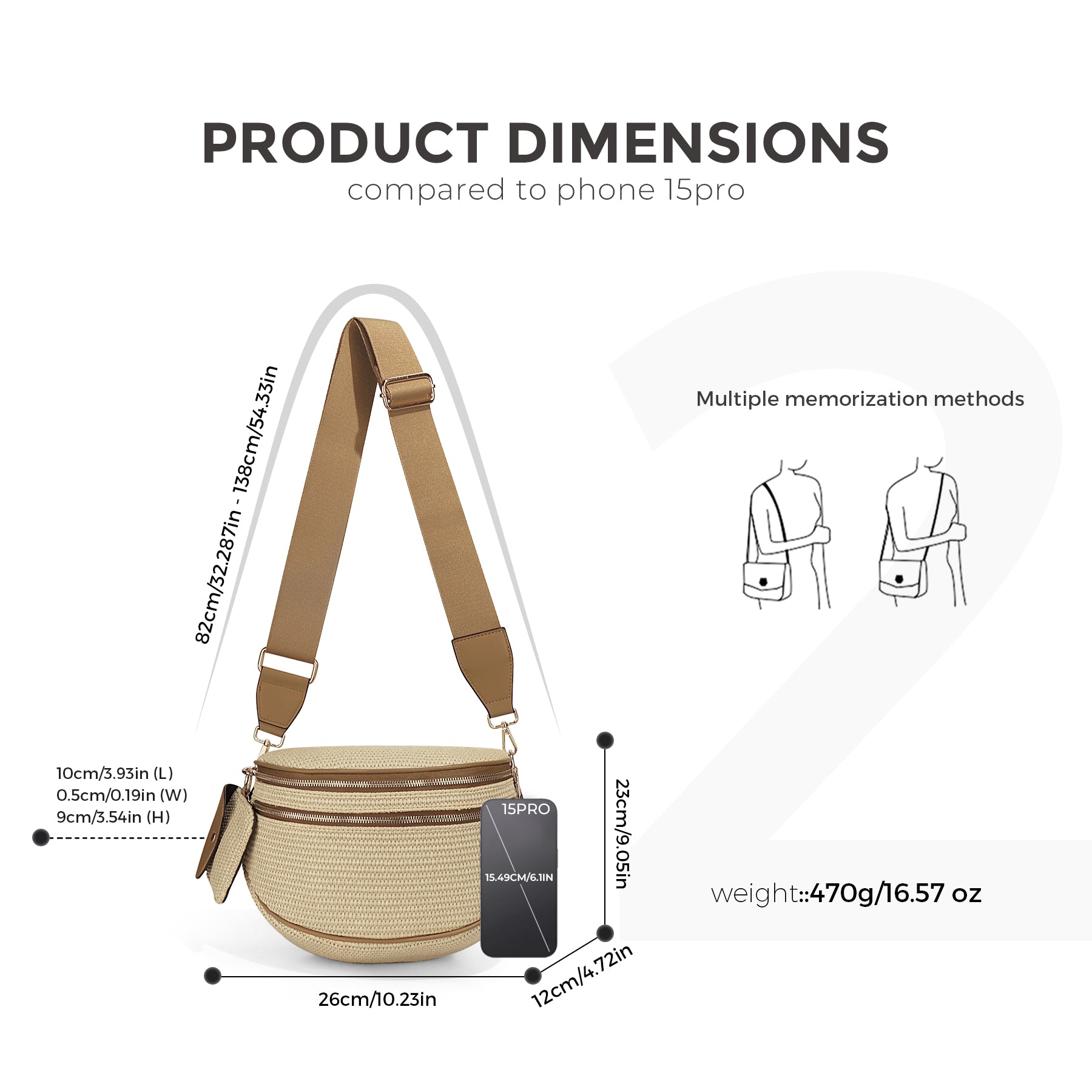 Ounamei Checkered Crossbody Bum Bag for Women Large Capacity Belt Bag for Moms & Everyday Travel